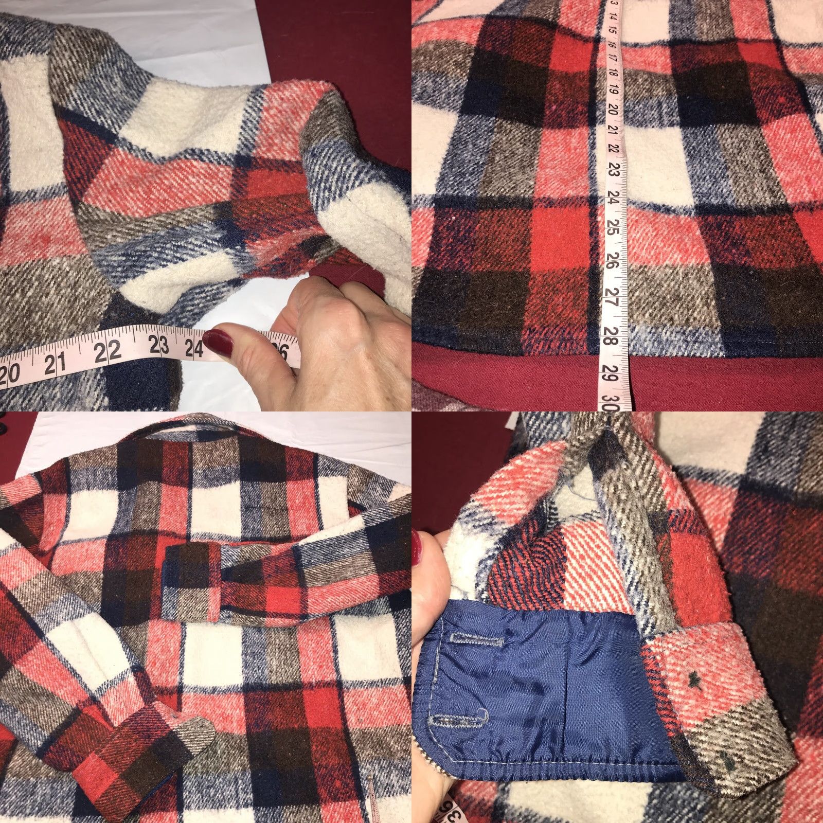 Vintage VINTAGE Montgomery Ward CPO Shirt Jacket Wool Linen Plaid Wool Blend 1970s Medium Mens Red Blue Size US M / EU 48-50 / 2 - 8 Thumbnail