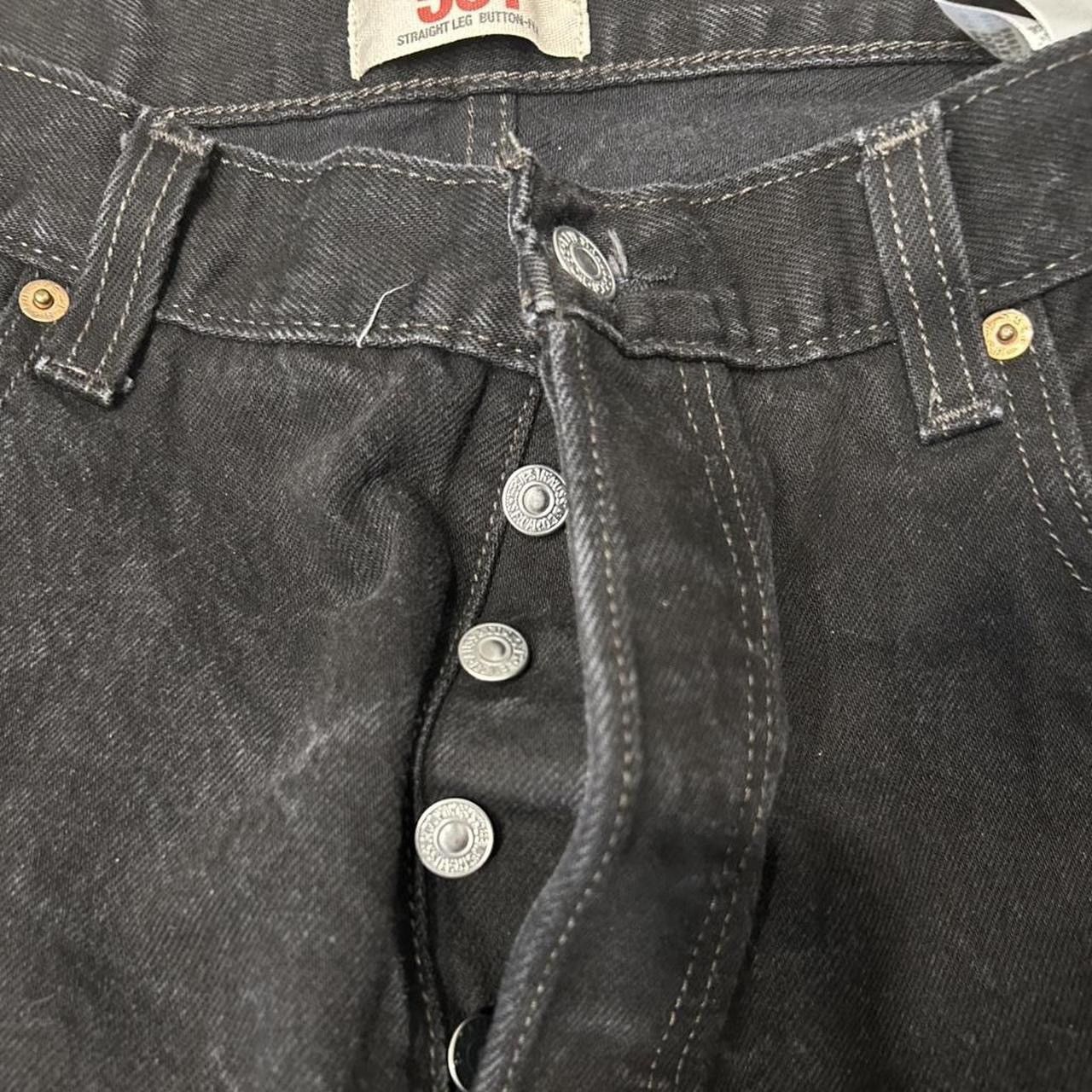 Levi's Levi’s Black 501 Blank Tab Button Fly Grunge Jeans Size 34 Size US 34 / EU 50 - 2 Thumbnail