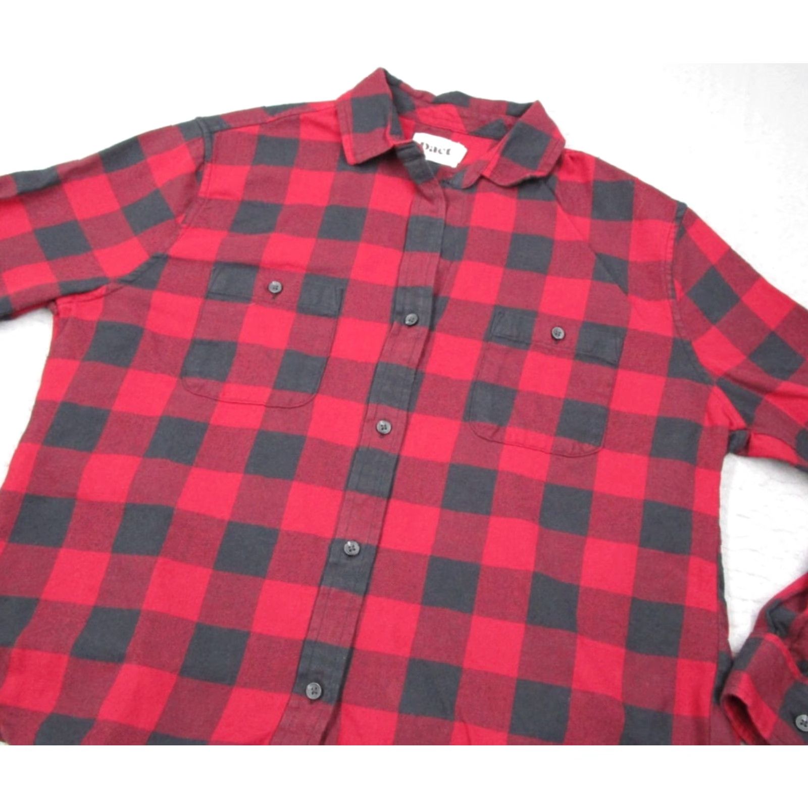 Vintage VINTAGE Pact Women's Flannel Shirt Long Sleeve Casual Red Buffalo Plaid Organic Cotton, 90s, Work Travel Mens Women Medium Size M / US 6-8 / IT 42-44 - 2 Thumbnail