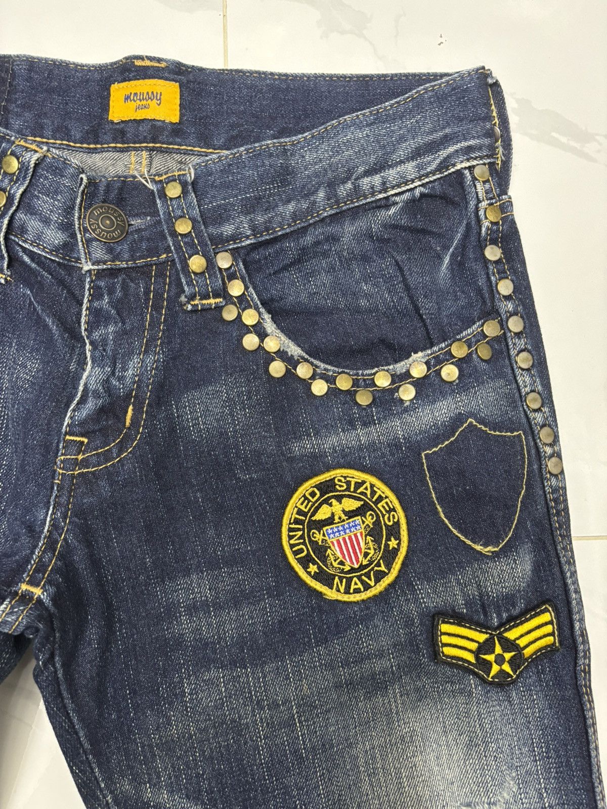 MOUSSY Vintage Flared Jeans Moussy Patches Denim Jean Size 29" - 9 Thumbnail