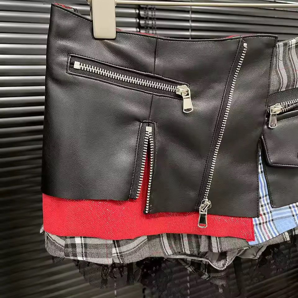 Other Patchwork Streetwear Retro Irregular Plaid Mini Skirt Y2k Size 26" / US 2 / IT 38 - 4 Thumbnail