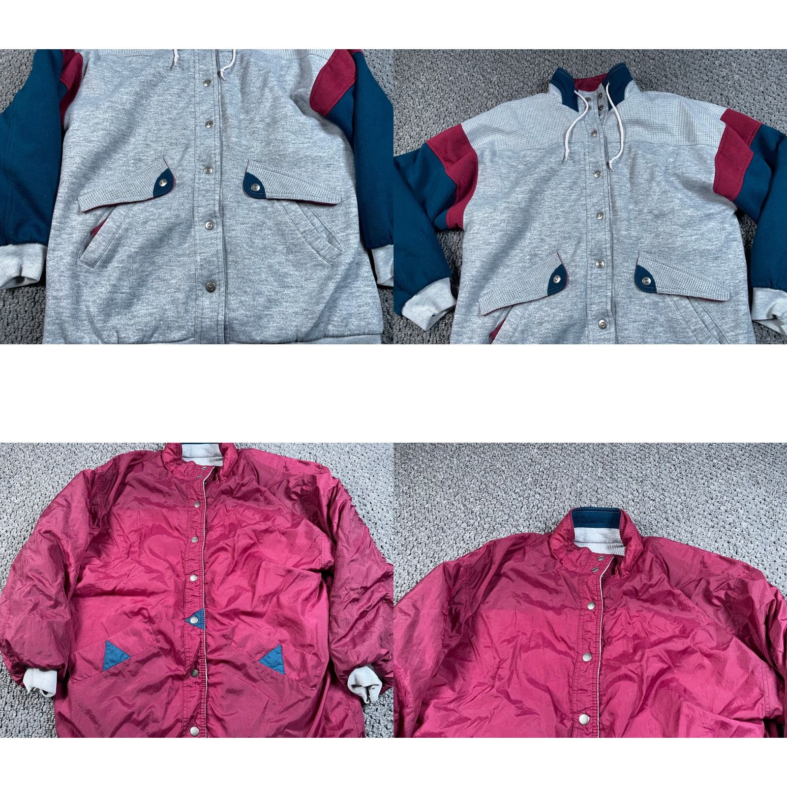 Vintage VTG 90s Reversible Windbreaker Jacket Adult Medium Gray Red Snap Button Mens Size US M / EU 48-50 / 2 - 9 Thumbnail
