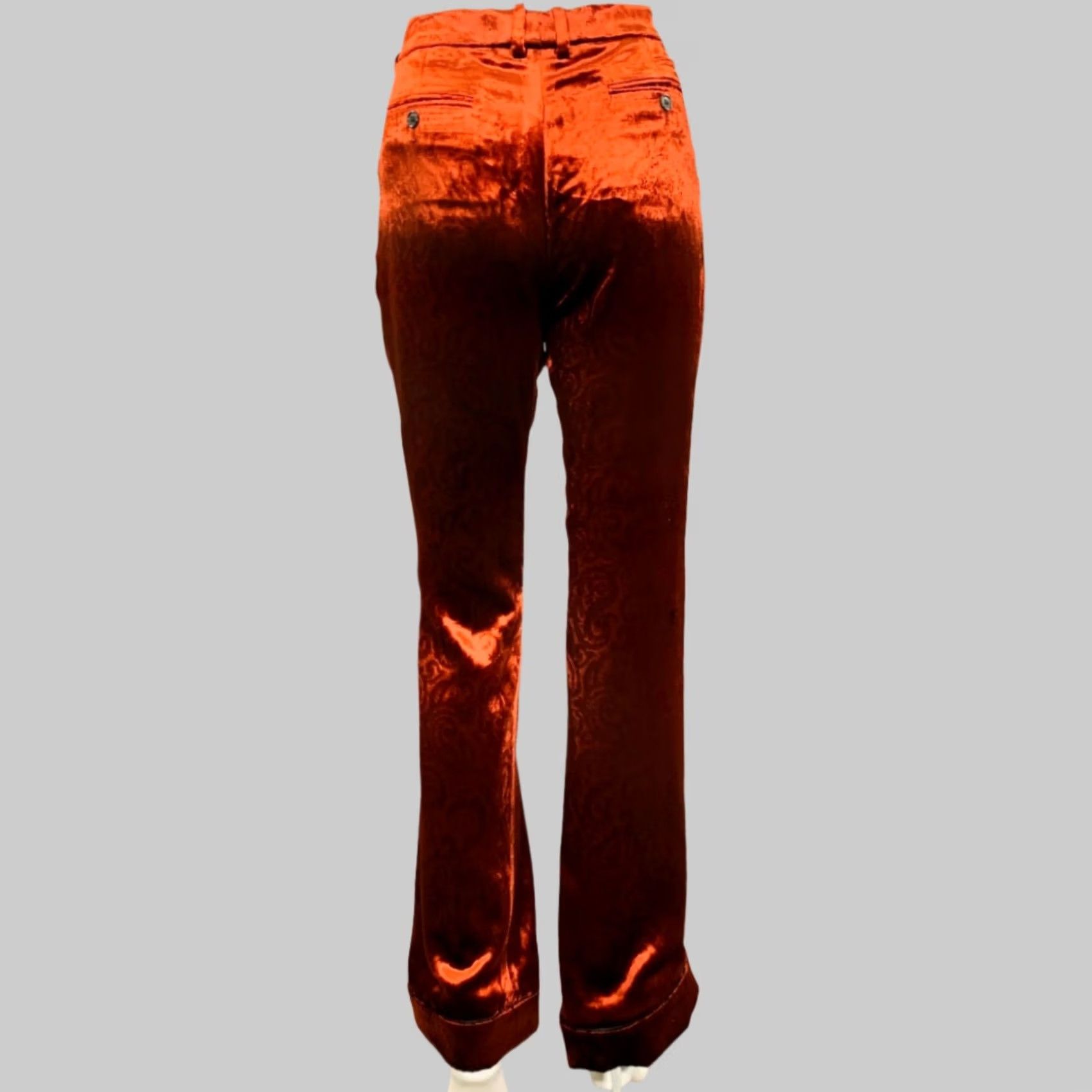 Yves Saint Laurent SAINT LAURENT Size 4 Burgundy Viscose Blend Velvet Dress Pants Size 27" / US 4 / IT 40 - 3 Thumbnail