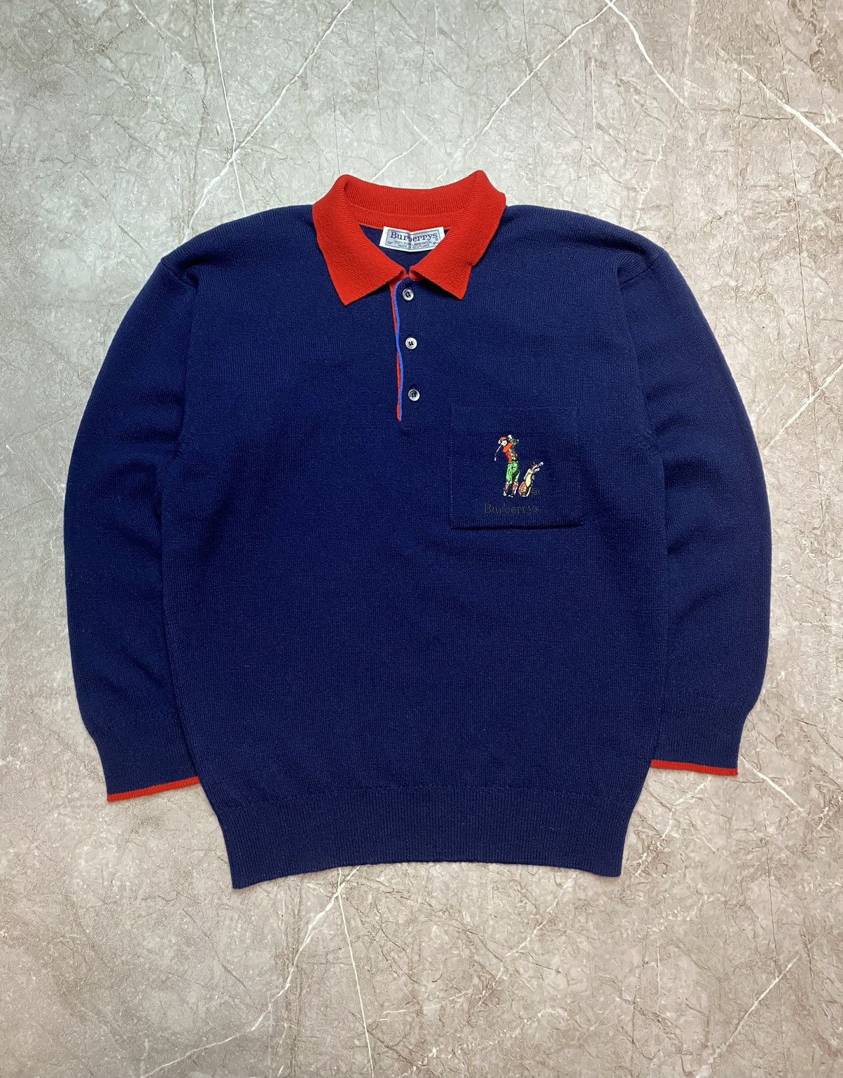 image of Burberry's Vintage Navy Wool Sweater, Men's (Size Large)