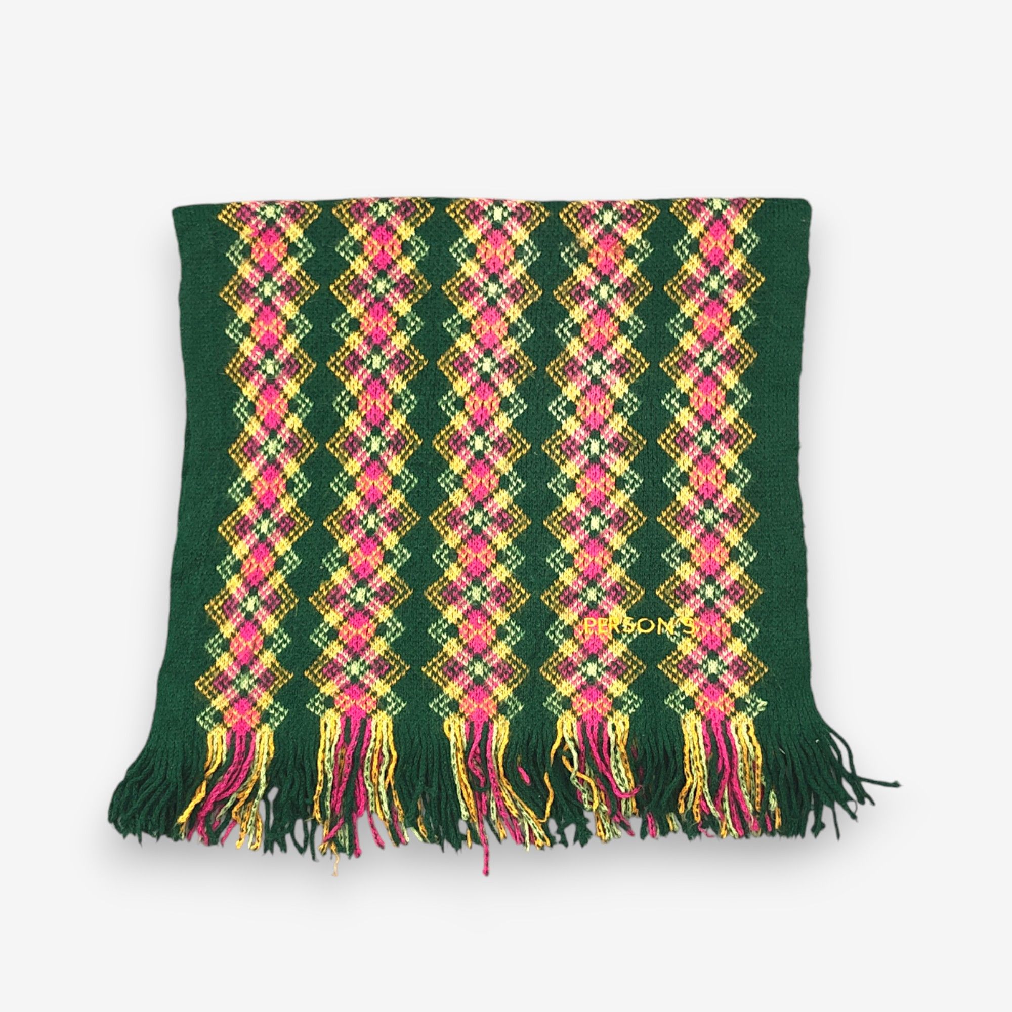 PERSON'S Vintage Person's Scarf Muffler Wool Argyle Fringe Scarves Size ONE SIZE - 2 Thumbnail