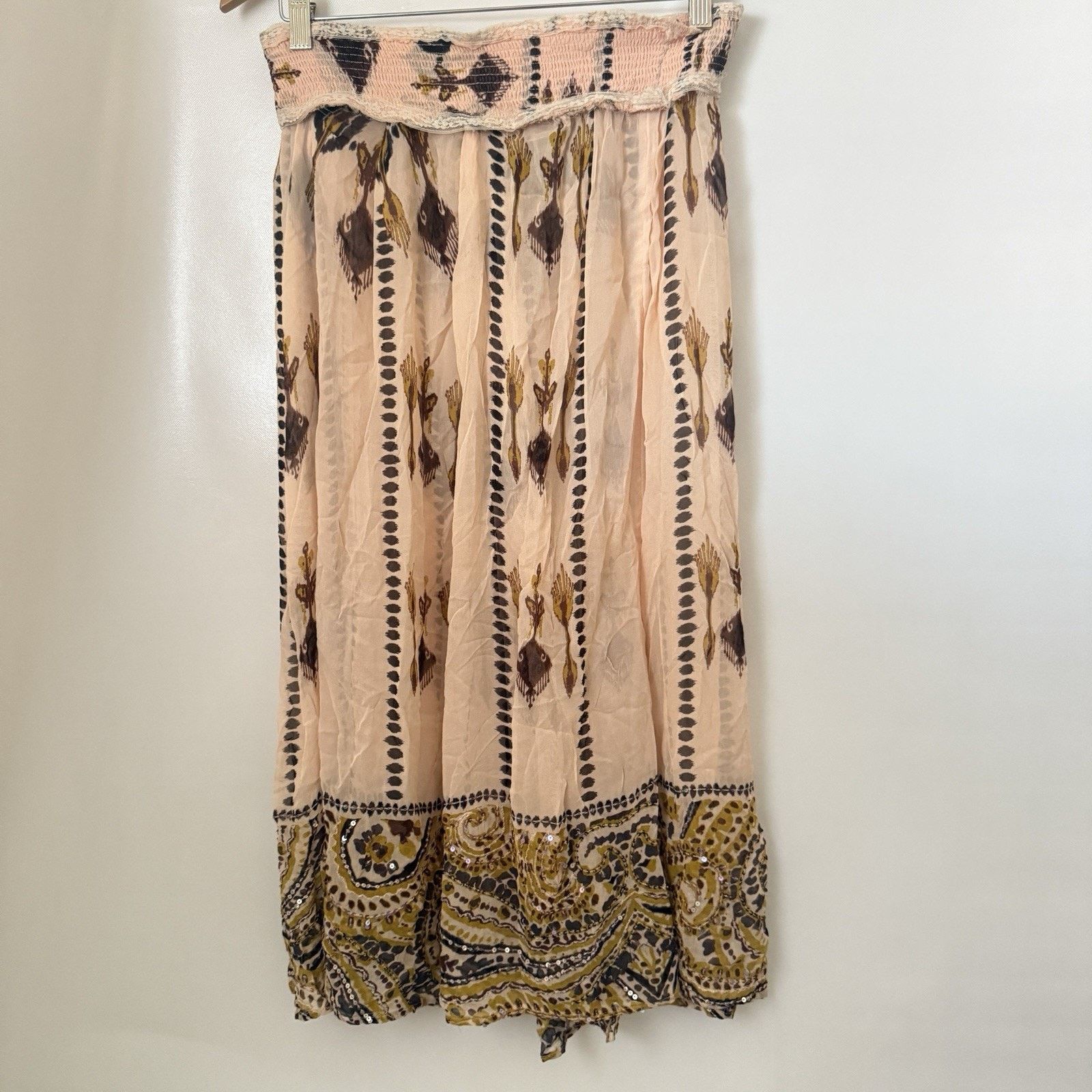 Other Soft Surroundings Embroidered Boho Western Sheer Skirt Size 30" / US 8 / IT 44 - 2 Thumbnail