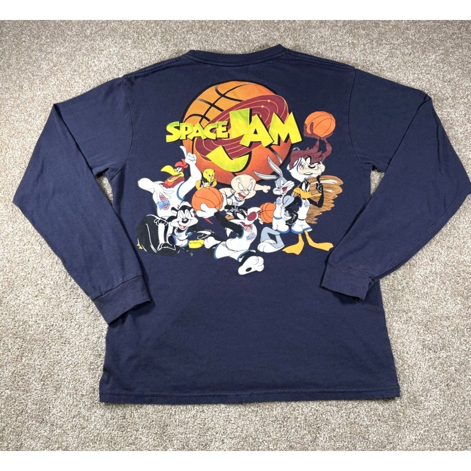 Vintage VINTAGE Space Jam T-Shirt Long Sleeve Graphic Crew Neck Navy Blue Large Men Size US L / EU 52-54 / 3 - 2 Thumbnail