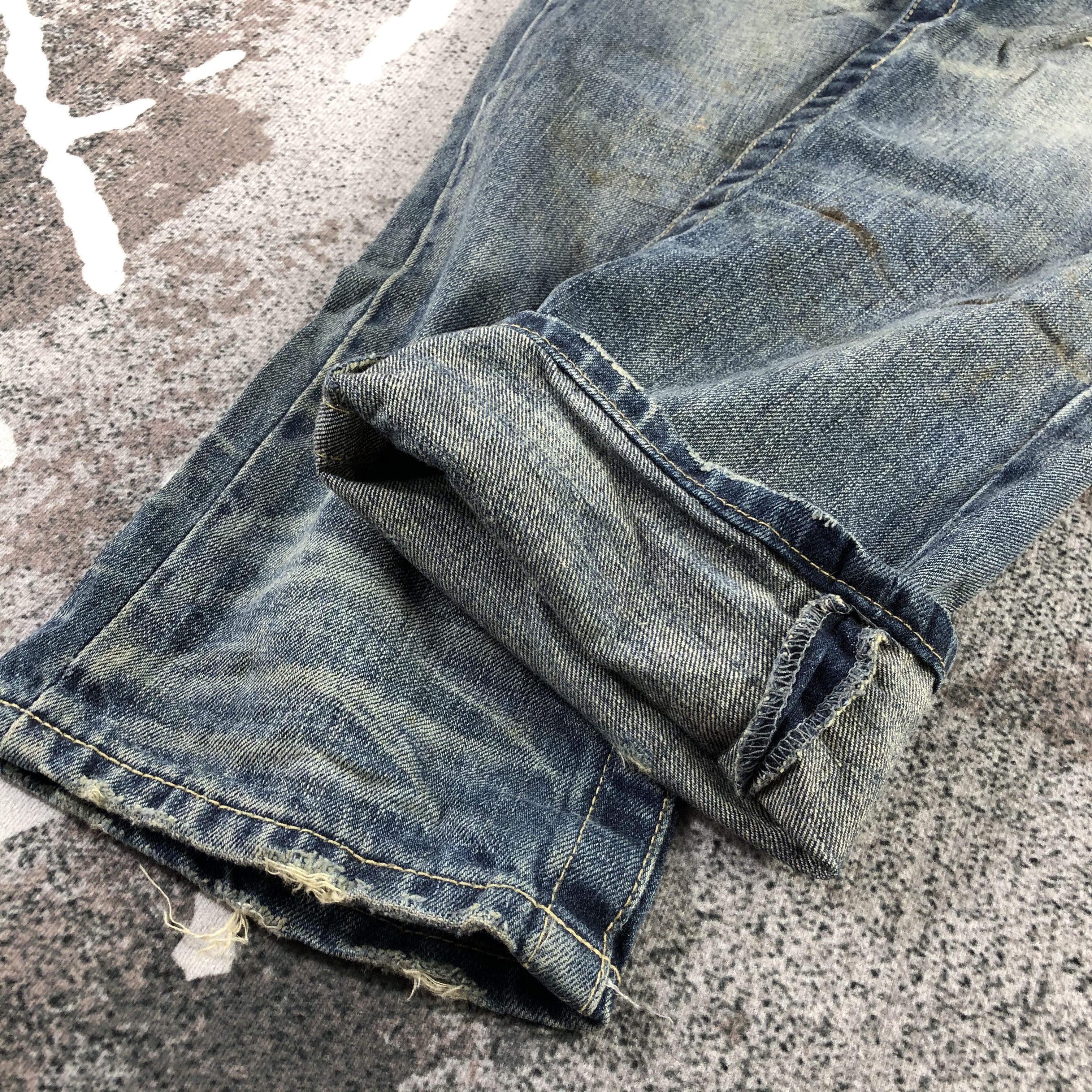 Japanese Brand Heritage Stone Zipper Jeans Faded Dirty Wash Denim Size US 32 / EU 48 - 6 Thumbnail