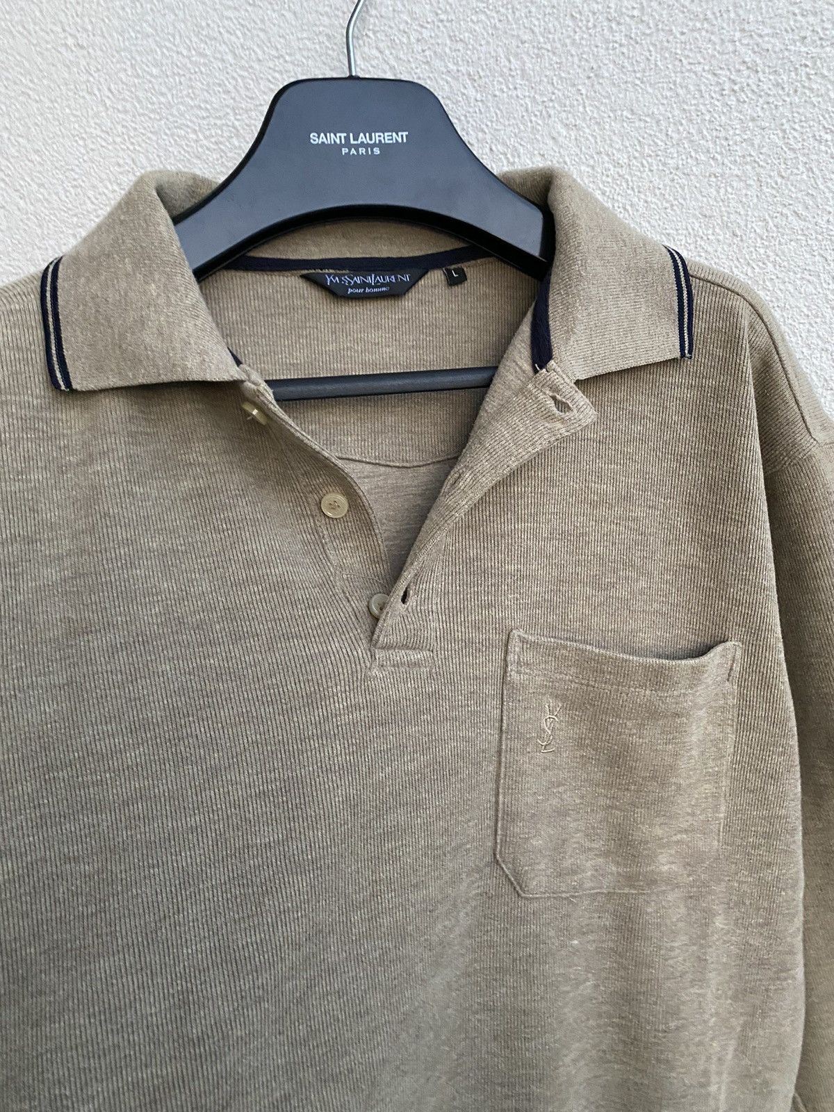 Yves Saint Laurent 90’s YSL Sweatshirt 1/4 Beige Vintage Sweater Quarter Zip Size US L / EU 52-54 / 3 - 18 Thumbnail