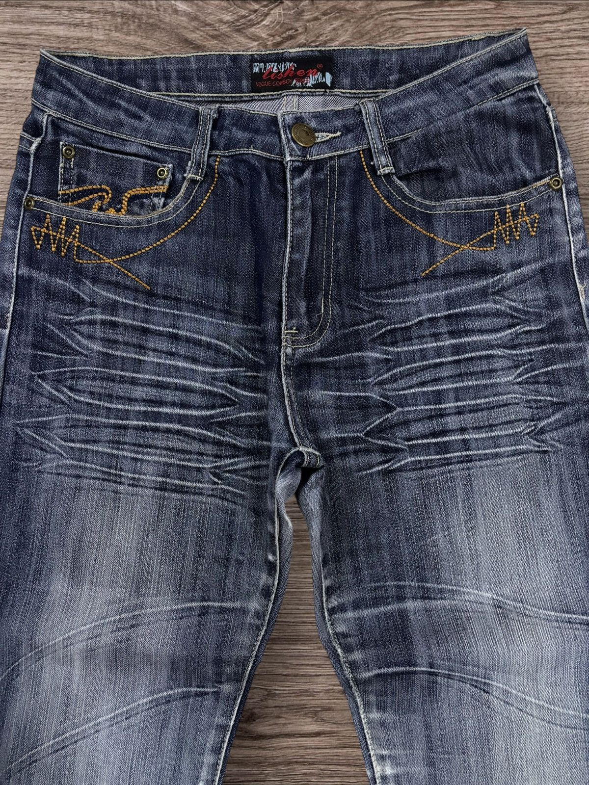 Japanese Brand Y2K Japan Lishen Lightning Fade Flare Jeans Size US 28 / EU 44 - 4 Thumbnail