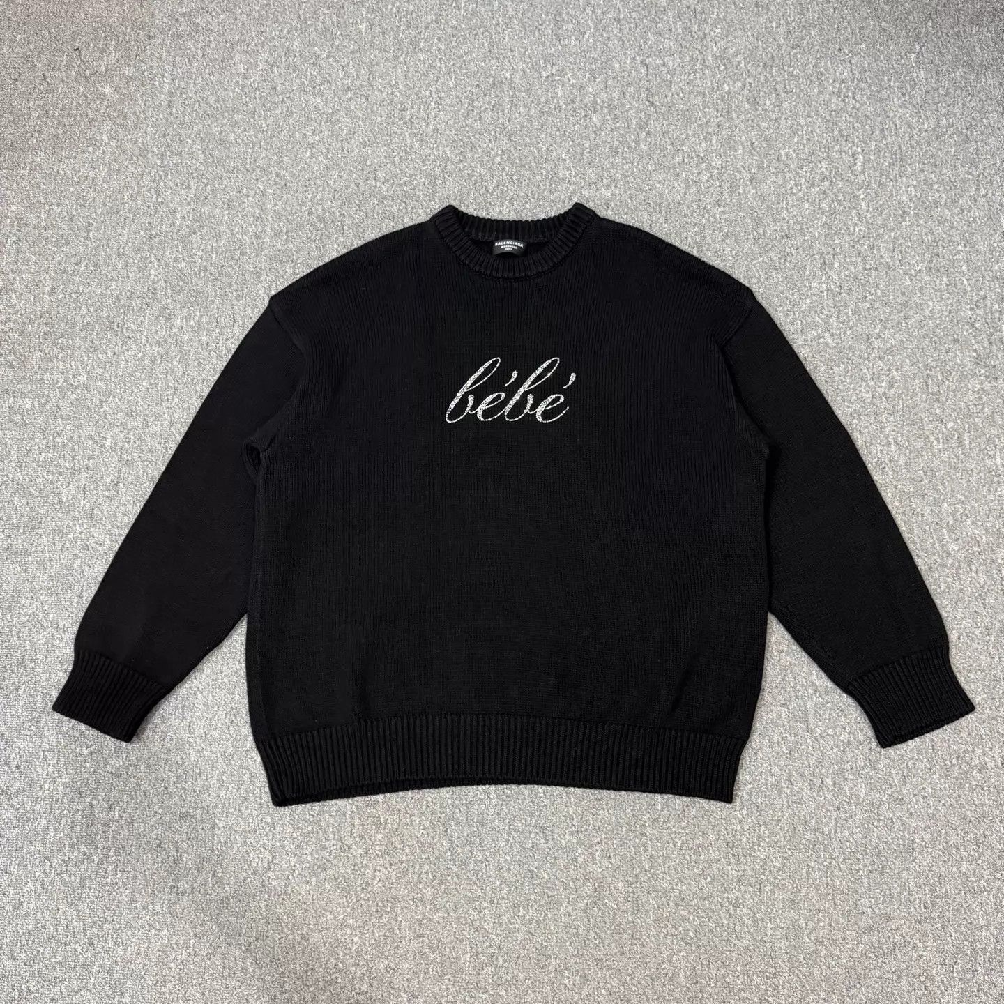 Balenciaga Balenciaga Black Crystal-Logo Crewneck Sweater L 99New Size L / US 10 / IT 46 - 1 Thumbnail