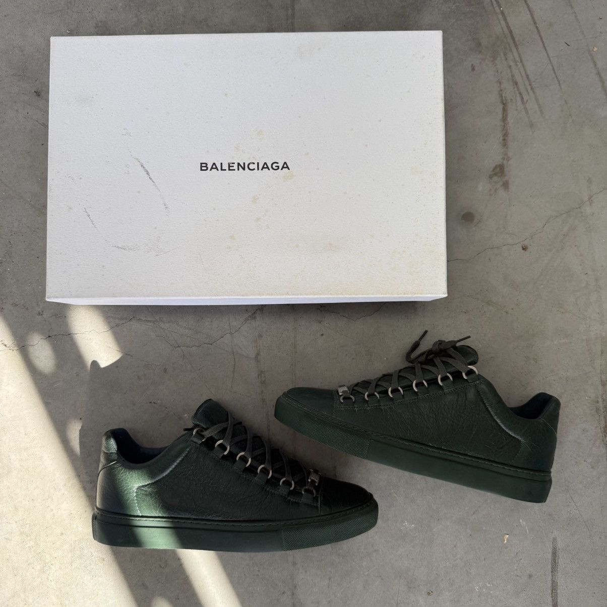 Balenciaga Arena Leather Low Sneaker Dark Green (EU41/US8)