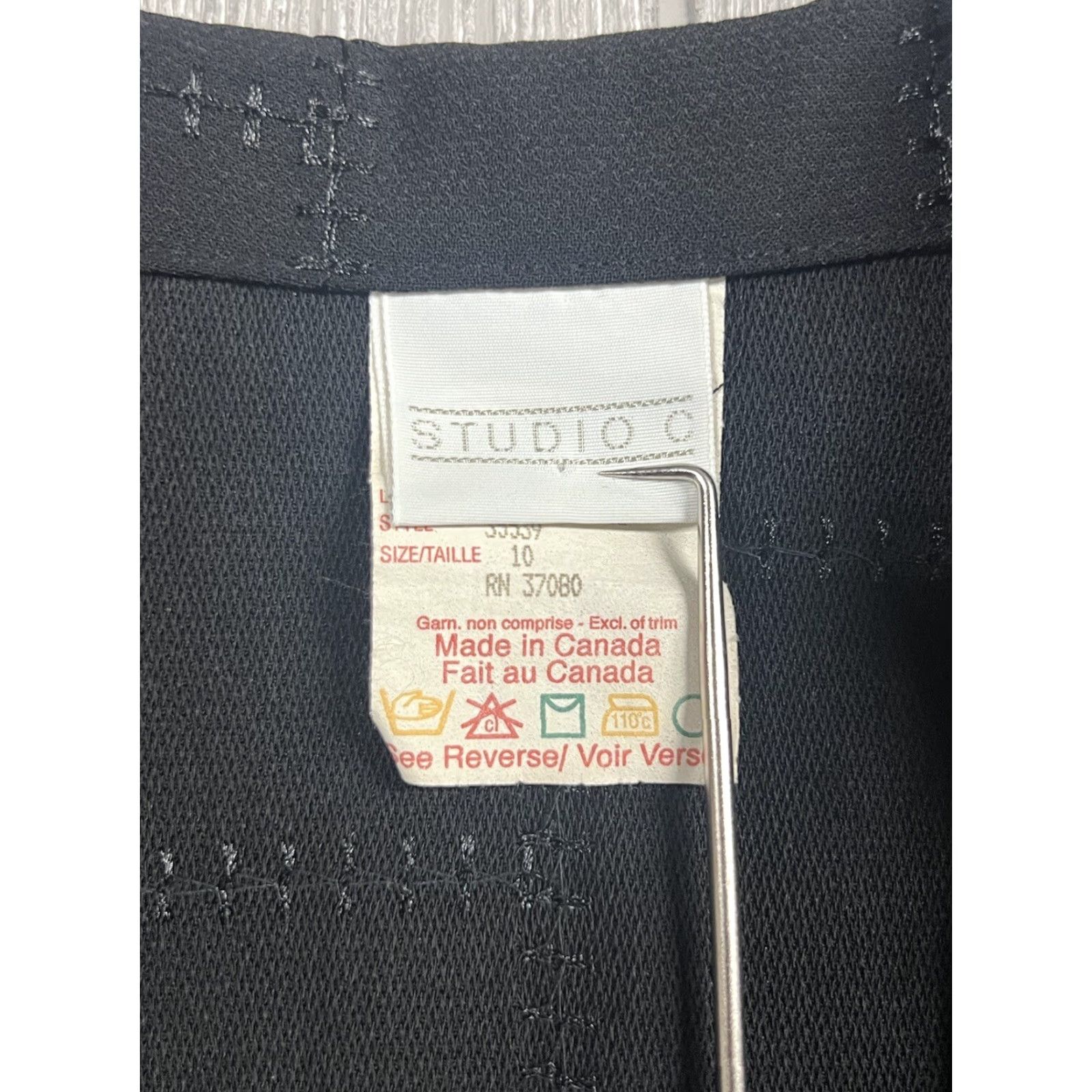Vintage VINTAGE Studio C Blazer_Jacket Women’s 10 Black 2 Button Patchwork Design Canada Size L / US 10 / IT 46 - 4 Thumbnail