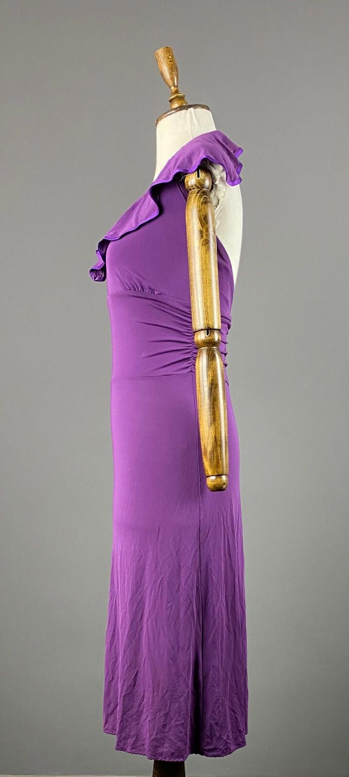 Designer Ladies Max Mara Purple Silk Open Neck Party Dress Size 38 Size M / US 6-8 / IT 42-44 - 4 Thumbnail