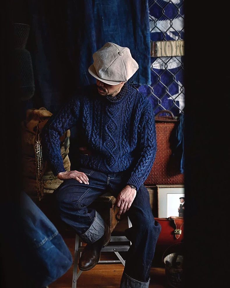 The Real McCoy's The Real McCoy Indigo Dyed Sweater + Indigo Dyed Beanie Size US M / EU 48-50 / 2 - 9 Thumbnail