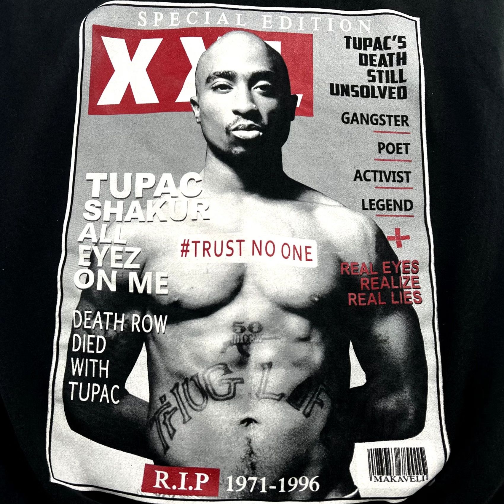 Vintage 2pac Tupac Shakur Sweatshirt Black Hoodie Adult M Magazine Cover Music RARE Size US M / EU 48-50 / 2 - 2 Thumbnail
