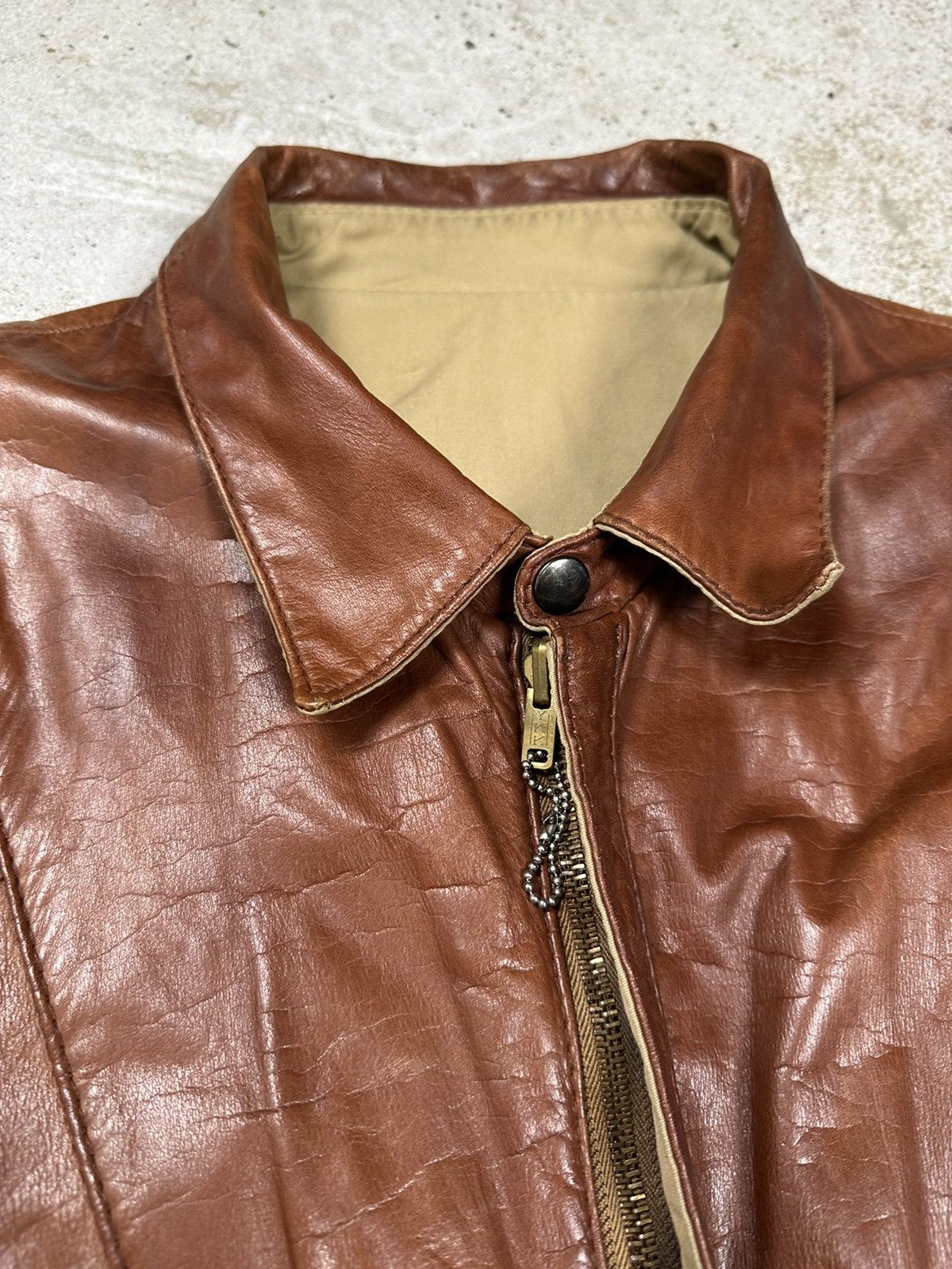 Vintage Vintage 90s Brown Leather Reversible Rare Bomber Jacket Size US L / EU 52-54 / 3 - 11 Thumbnail