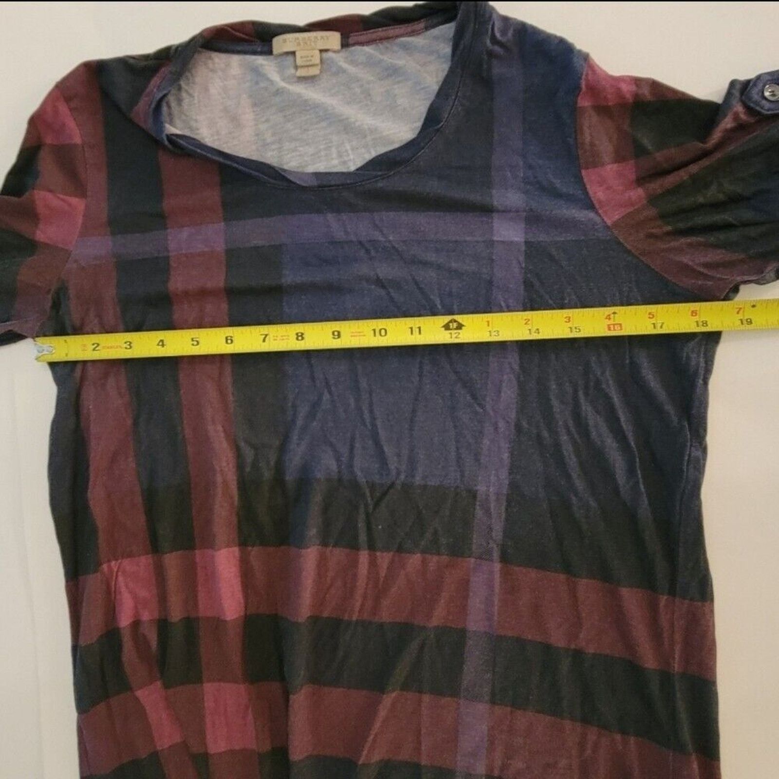 Burberry Burberry Brit Purple Plaid Top SzL Size L / US 10 / IT 46 - 8 Thumbnail