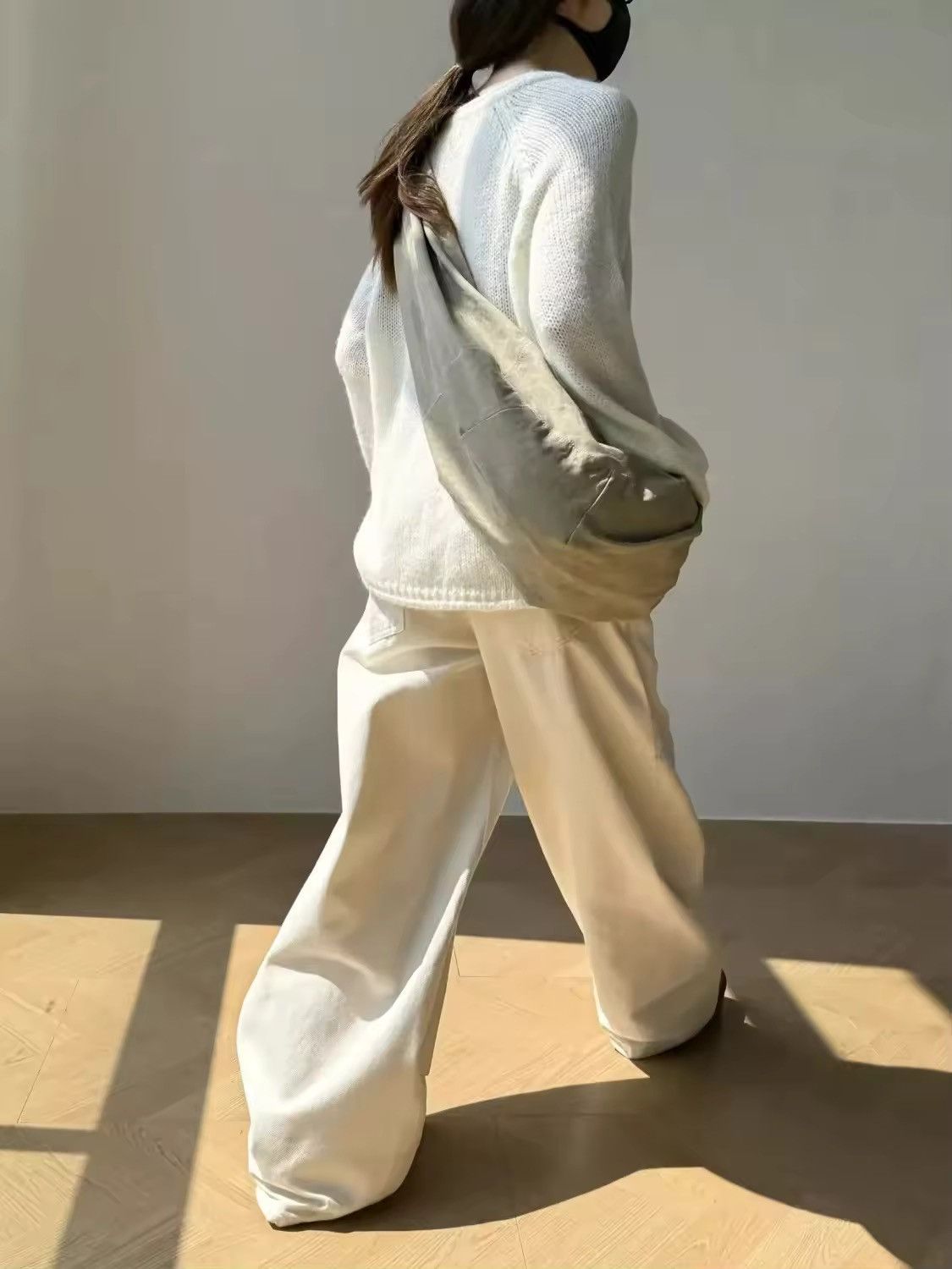 Designer × Jean Baggy Boxy Streetwear Straight Cream White Jeans Pants Size 25" / US 0 / IT 36 - 3 Thumbnail
