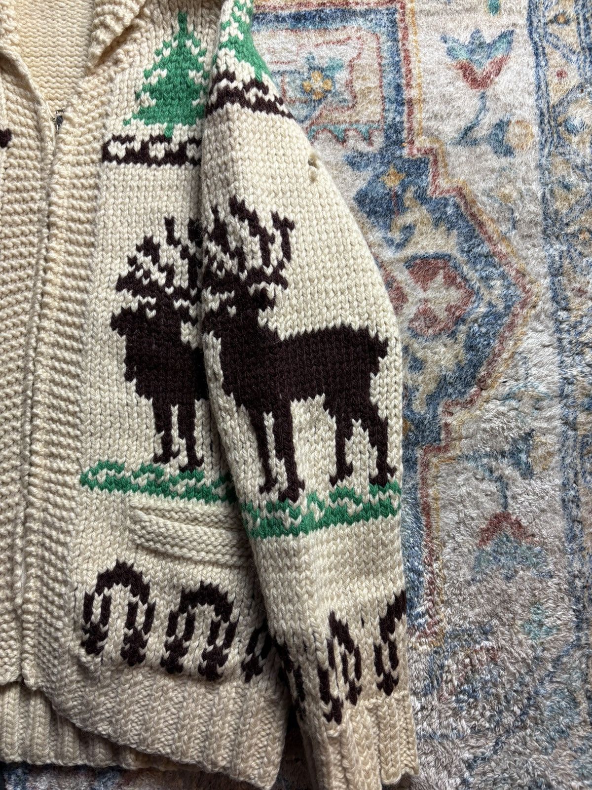Vintage Vintage 70s Deer Zip-up Wool Cowichan Sweater Medium Size US M / EU 48-50 / 2 - 5 Thumbnail