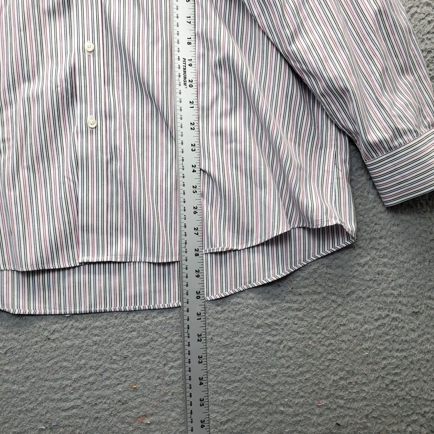 Vintage INC Dress Shirt Men 17.5 Multi Striped Non Iron Tailored Fit Chest Pocket Collar Shirt Size 48R - 3 Thumbnail