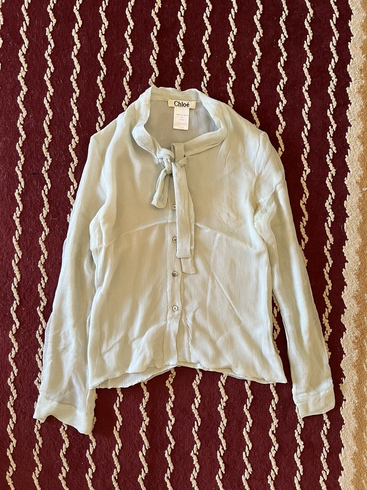 CHLOE BOW TIE NECK SHIRT BLOUSE LONH SLEEVE