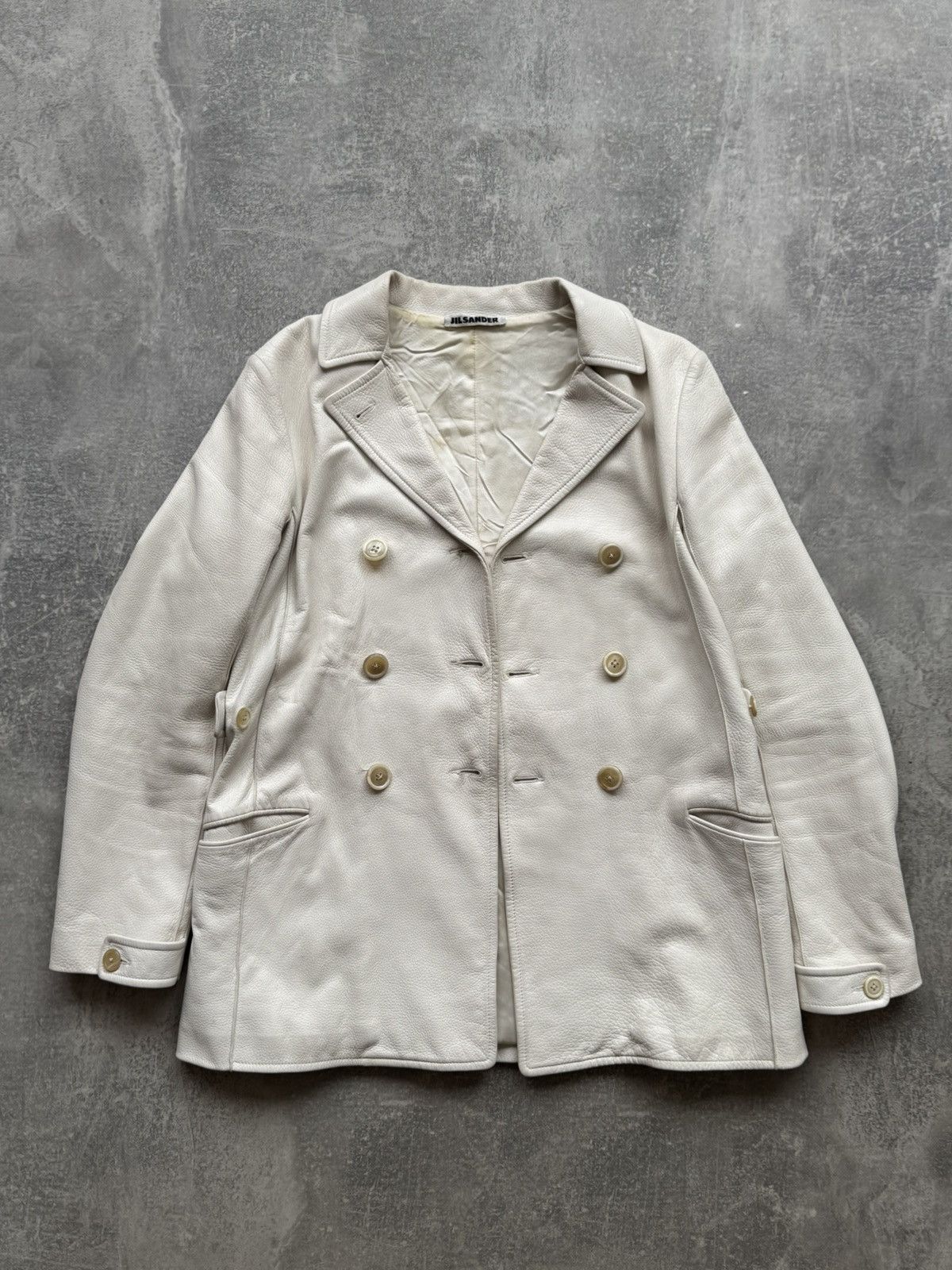 Jil Sander Vintage Jil Sander Leather Blazer Jacket White Size XS / US 0-2 / IT 36-38 - 3 Thumbnail