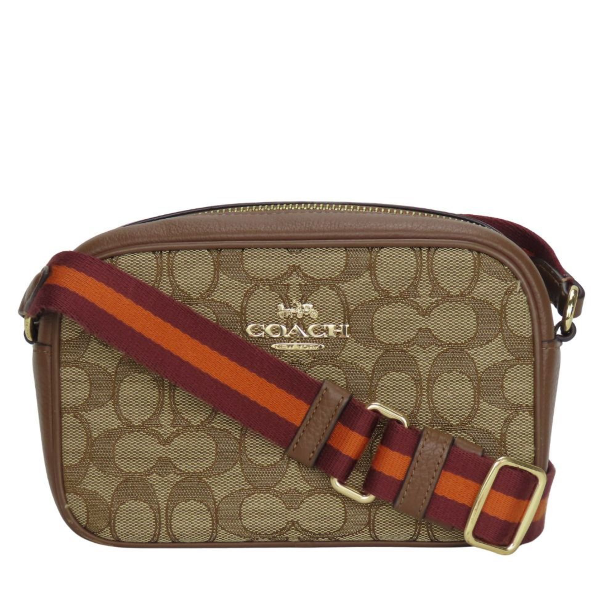 Coach Shoulder Bag C0927 Signature Canvas Leather Brown Bordeaux