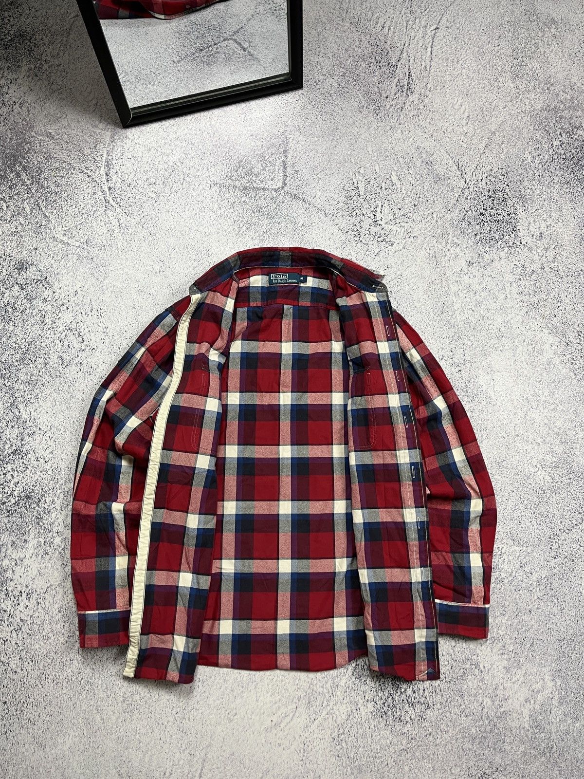 Polo Ralph Lauren × Ralph Lauren × Vintage Polo Ralph Lauren US Naval Res. Plaid Cheked Shirt Flannel Size US M / EU 48-50 / 2 - 10 Thumbnail