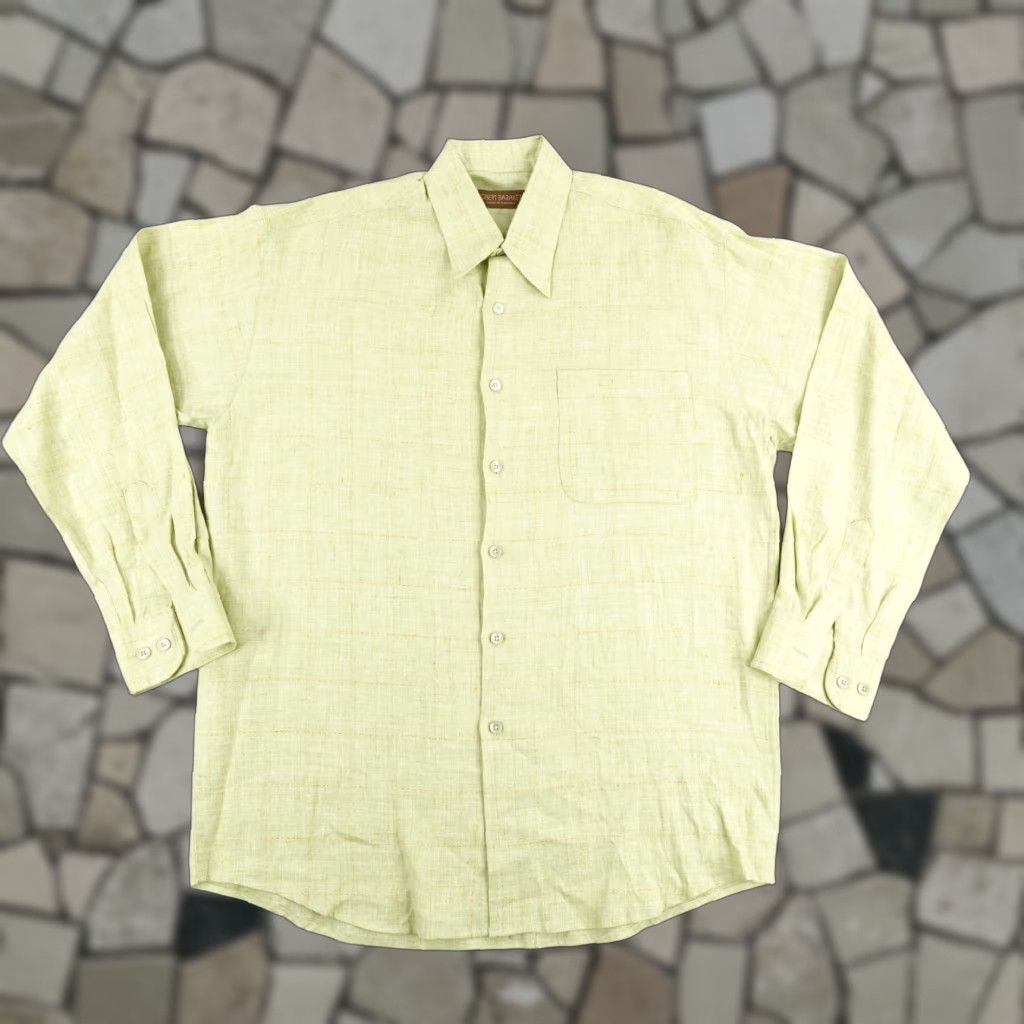 Vintage VINTAGE Robert Barakett Shirt Men Medium Green Plaid Linen Button-Up Canada Size US M / EU 48-50 / 2 - 1 Thumbnail