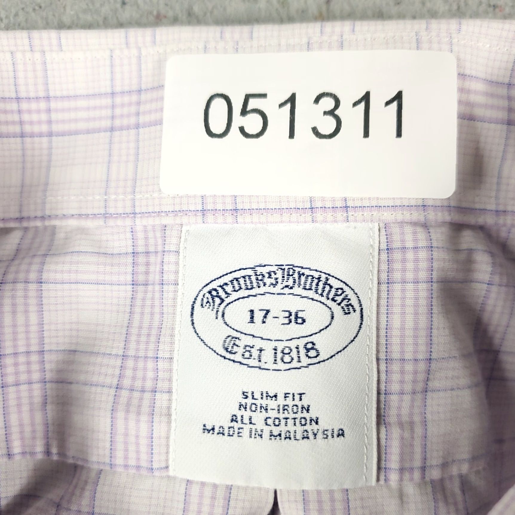 Brooks Brothers Brooks Brothers Shirt Mens 17 Purple Plaid Dress Button Up Long Sleeve Shirt Size 46R - 6 Thumbnail