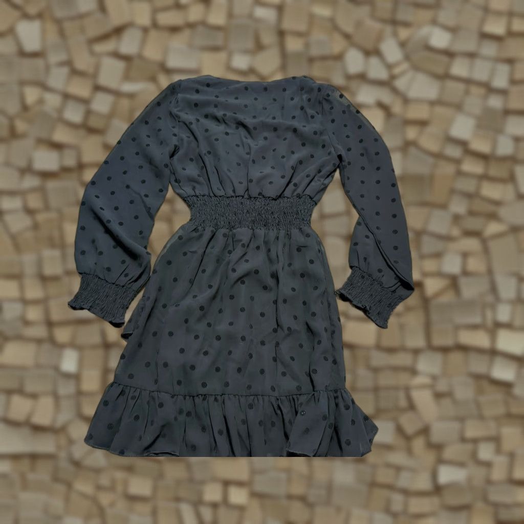 PrettyLittleThing PrettyLittleThing Dress Women's Size 2 Black Long Sleeve V-Neck Ruffle Hem Short Dress Casual Party/Cocktail Size XS / US 0-2 / IT 36-38 - 1 Thumbnail