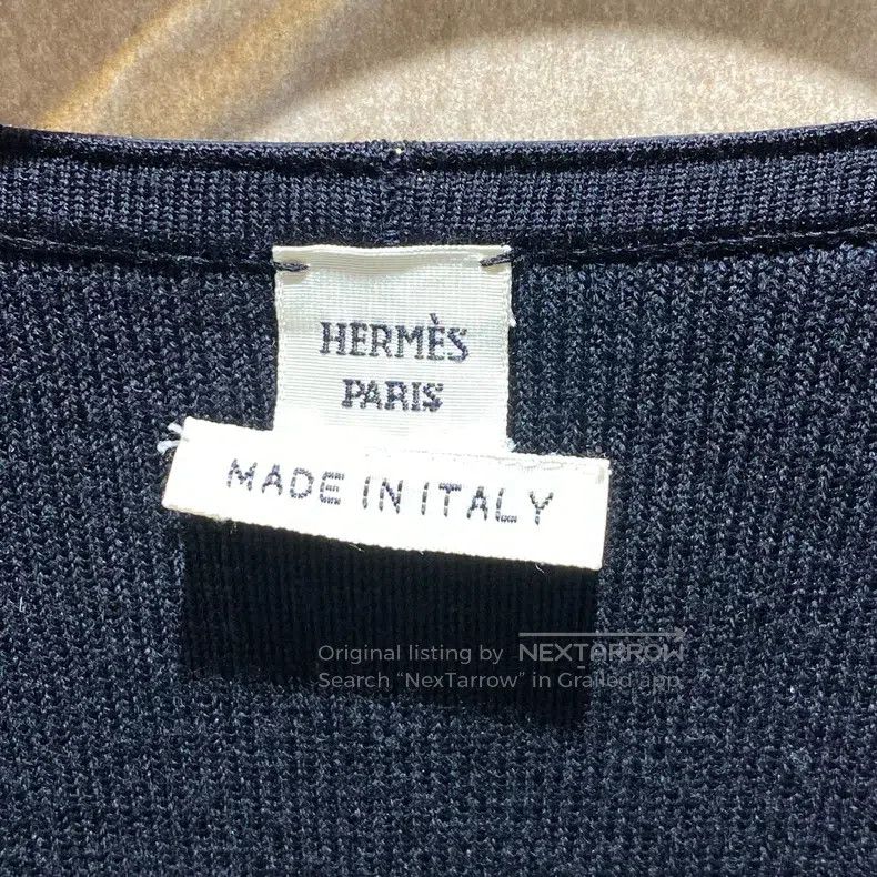 Hermes Hermes Black Leather Trim Long Wool Knit Cardigan Size XS / US 0-2 / IT 36-38 - 3 Thumbnail