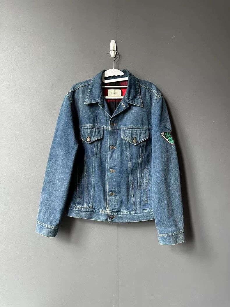 gucci tiger head denim jacket size 48