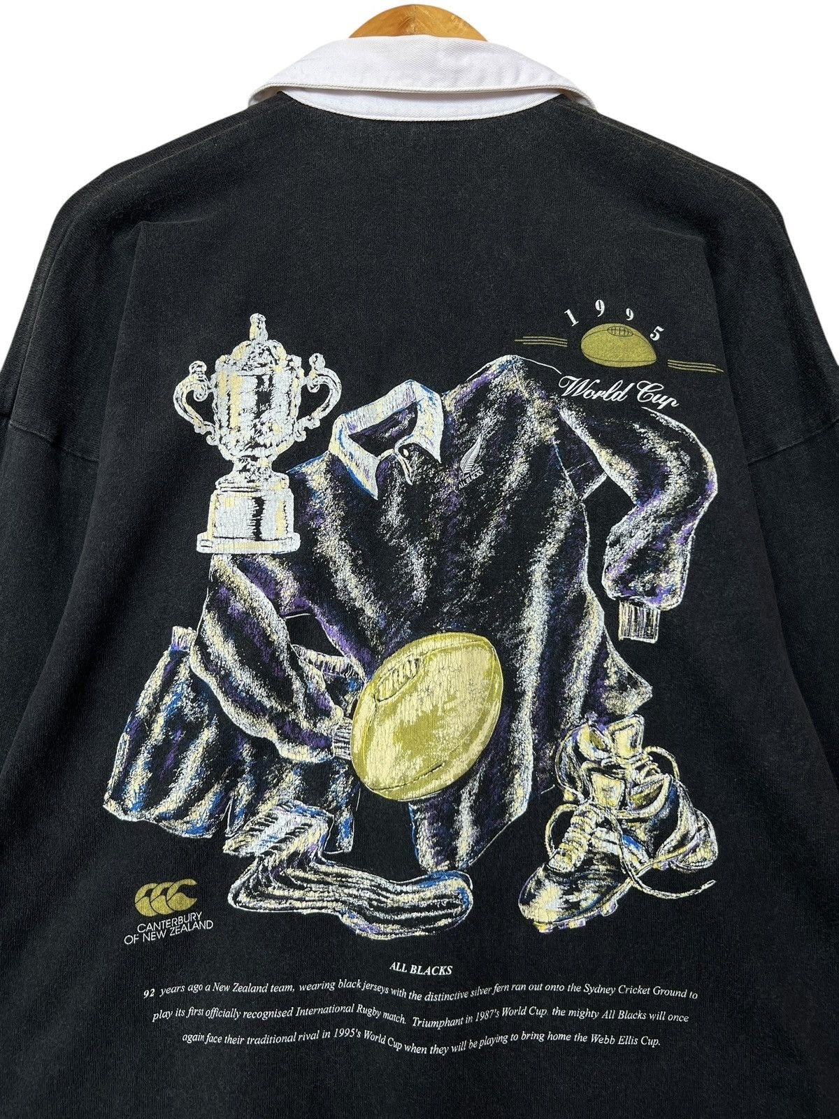 Canterbury of New Zealand Vintage 90s Canterburry World Cup Polo Rugby All Black Shirt Size US L / EU 52-54 / 3 - 4 Thumbnail