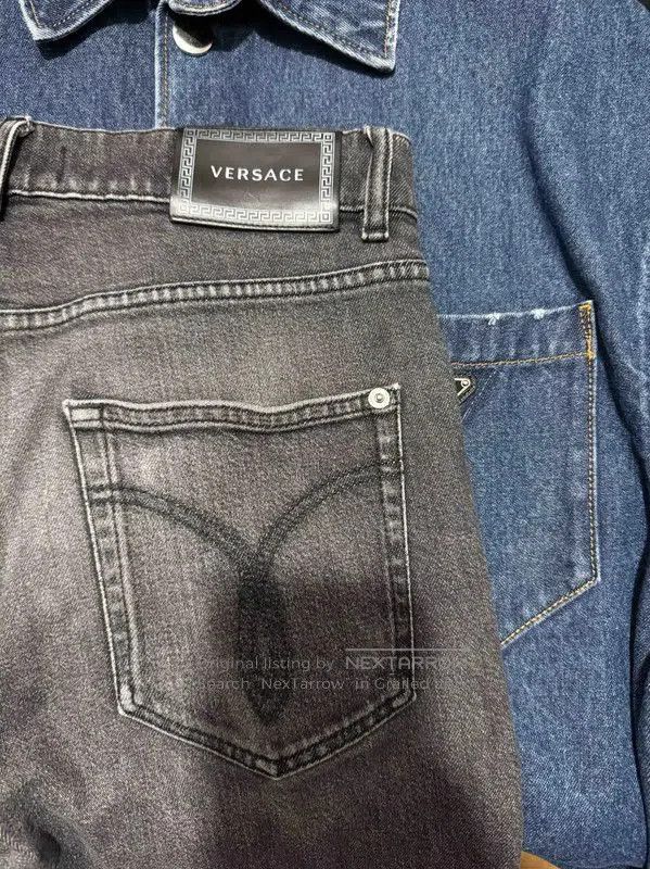 Versace Versace M Size Black Gray Leather Embroidered Pants . Size US 32 / EU 48 - 4 Thumbnail