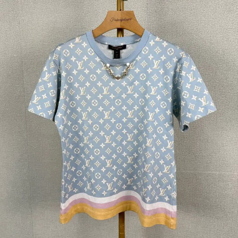 Louis Vuitton Louis Vuitton Summer Light Blue Cotton T-Shirt 0089 Size XS / US 0-2 / IT 36-38 - 1 Thumbnail