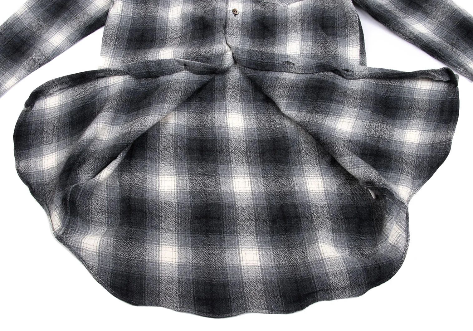 Ganryu Wool Ombre Check Flannel Shirt in Gray Off, Size S Size US S / EU 44-46 / 1 - 9 Thumbnail