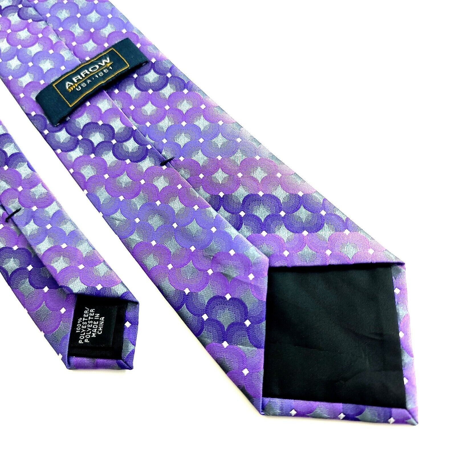 Arrow Arrow USA Woven Purple Geometric Polyester Tie Size ONE SIZE - 5 Thumbnail