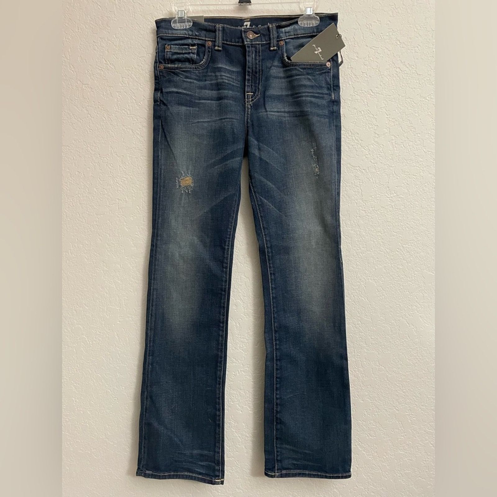 7 For All Mankind 7 For All Mankind Brett Dark Distressed Bootcut Jeans Boy 12 Size 34" / US 12 / IT 48 - 1 Thumbnail