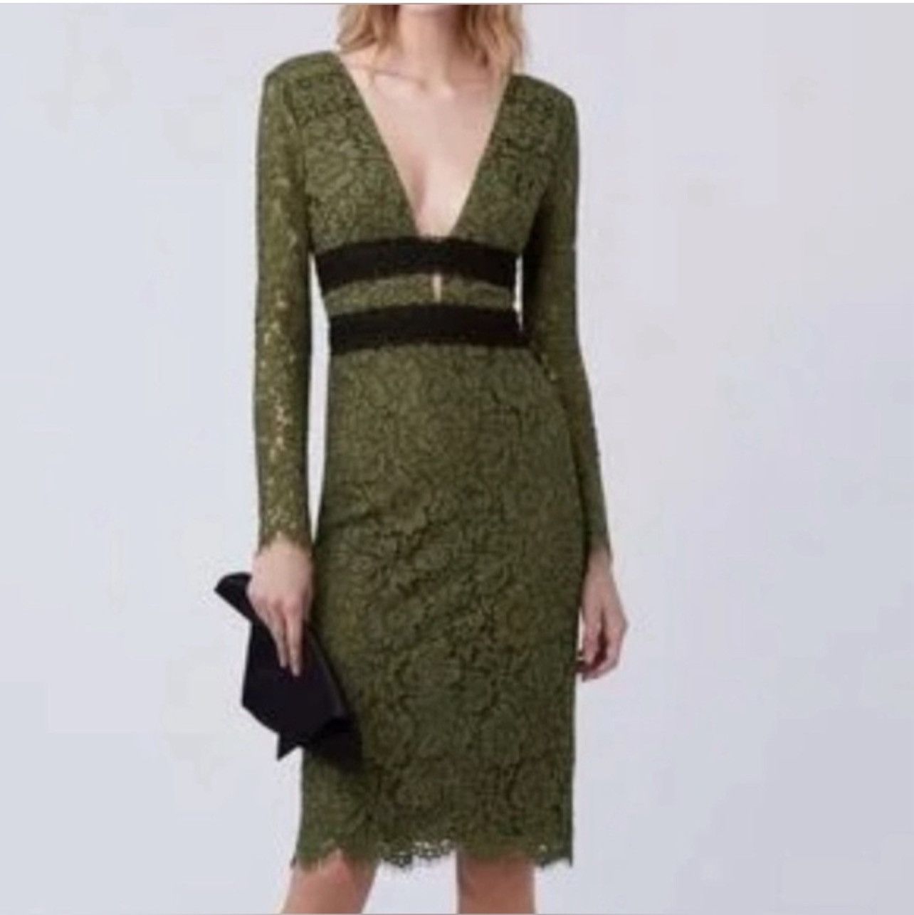 Diane von Furstenberg Diane Von Furstenberg Olive Long Sleeve Viera Lace Dress Size M / US 6-8 / IT 42-44 - 9 Thumbnail