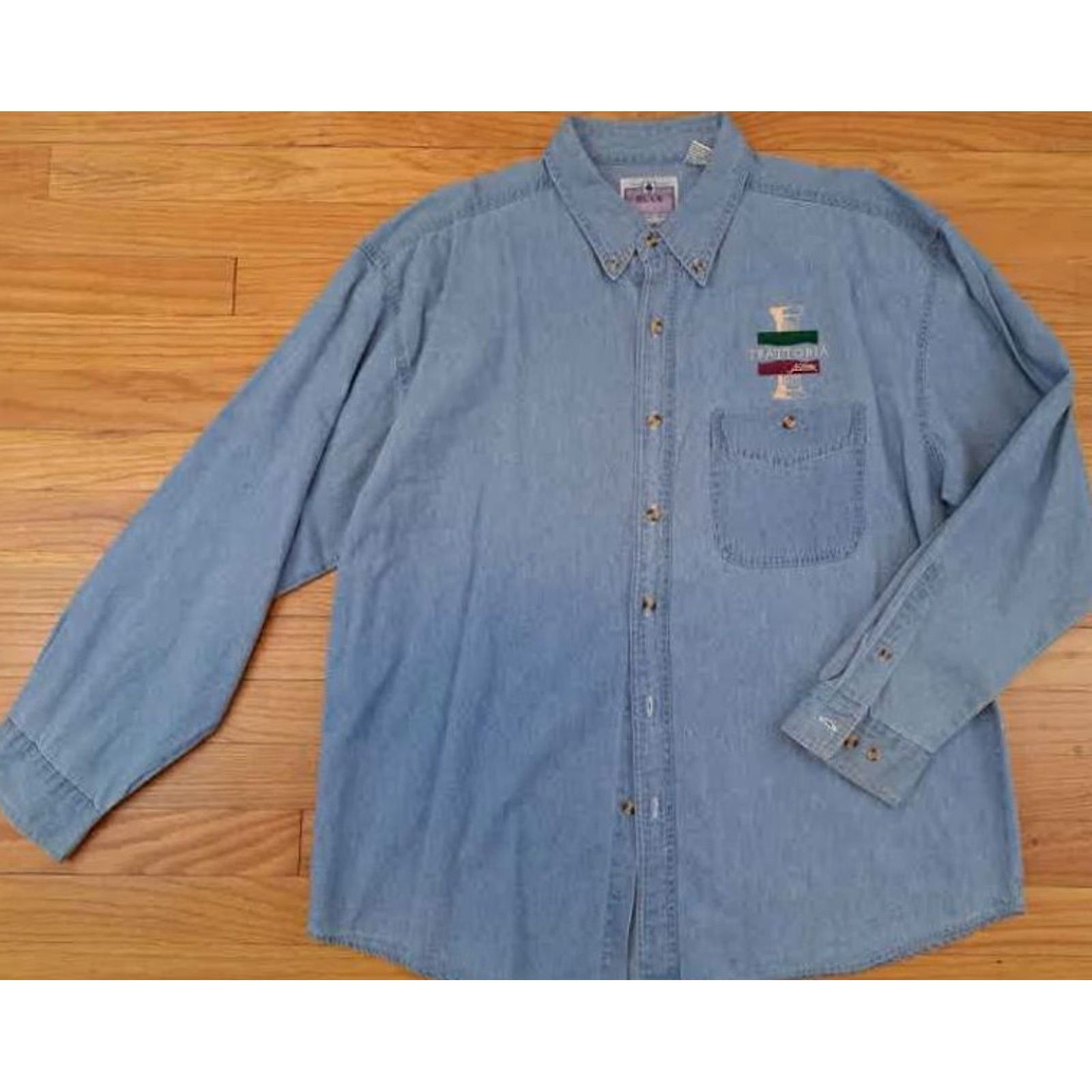X-LARGE VINTAGE Blue Pointe Shirt XL Long Sleeve Button-Up Blue Italian 30in 25in pit to pit Mens X-Large EUC Size US XL / EU 56 / 4 - 3 Thumbnail