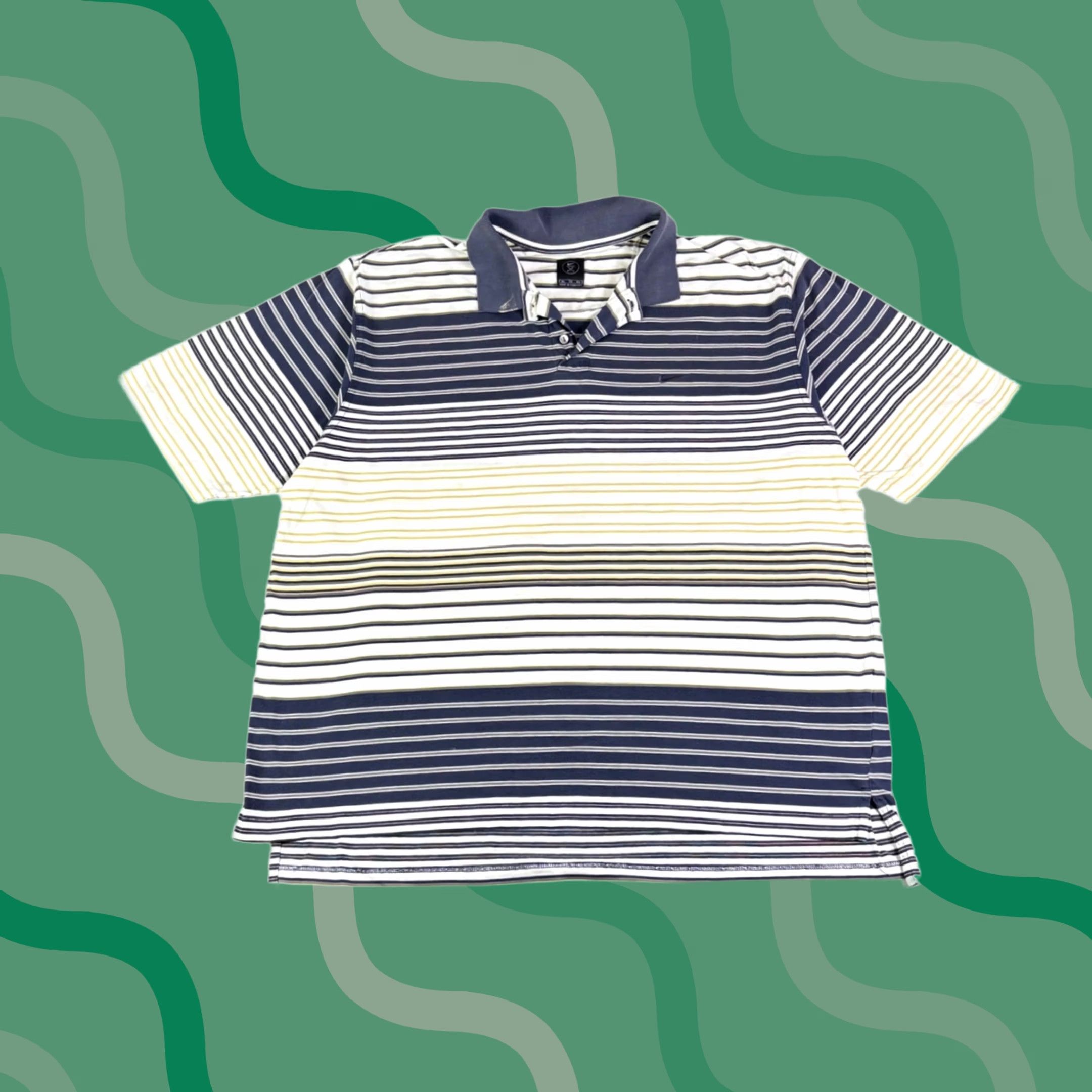 Nike Nike Golf Polo Shirt Mens XL Short Sleeve Striped Navy Blue Yellow White Multicolor 90s Casual Golf Shirt Size US XL / EU 56 / 4 - 1 Thumbnail