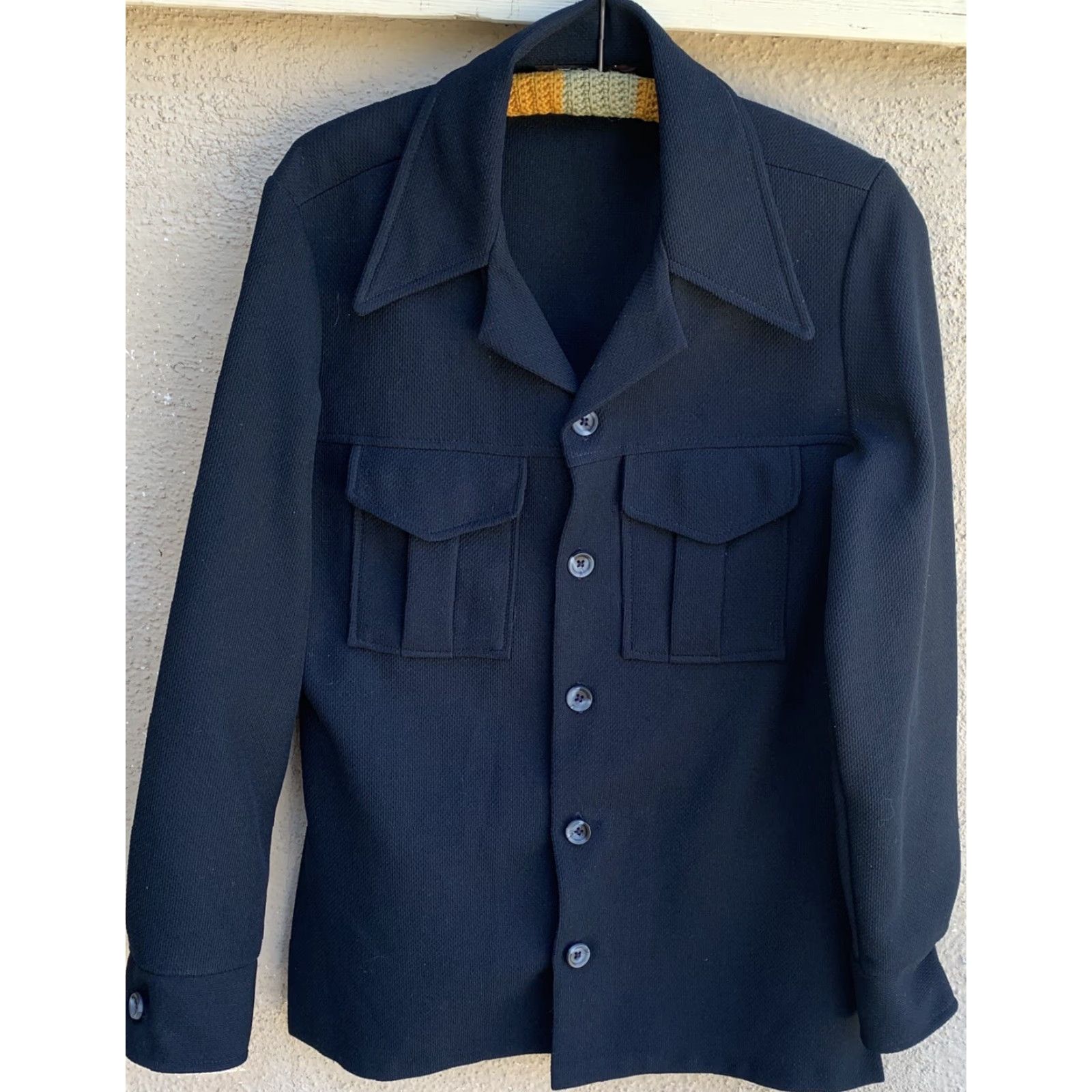 CO VINTAGE Tobias A-1 Kotzin Co Jacket Shirt Polyester M Hippy Disco 70s 1970s Mens/Adults 70s Blue Jacket Shirt Size US M / EU 48-50 / 2 - 3 Thumbnail