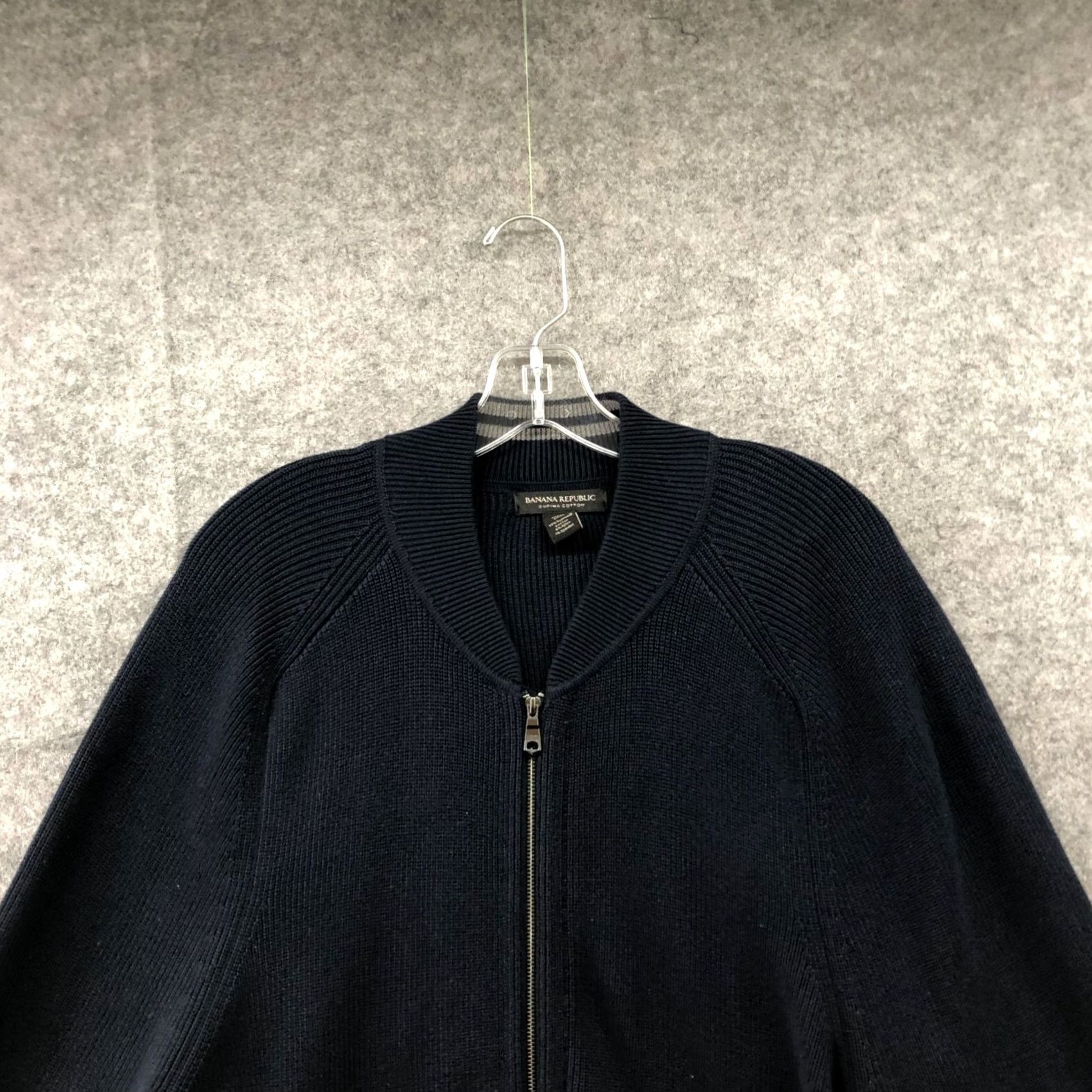 Banana Republic Banana Republic Full Zip Sweater Mens L Navy Blue Supima Cotton Blend Knit Band Collar Casual Fall Winter Mens L Blue Satin Not Applicable Size US L / EU 52-54 / 3 - 3 Thumbnail