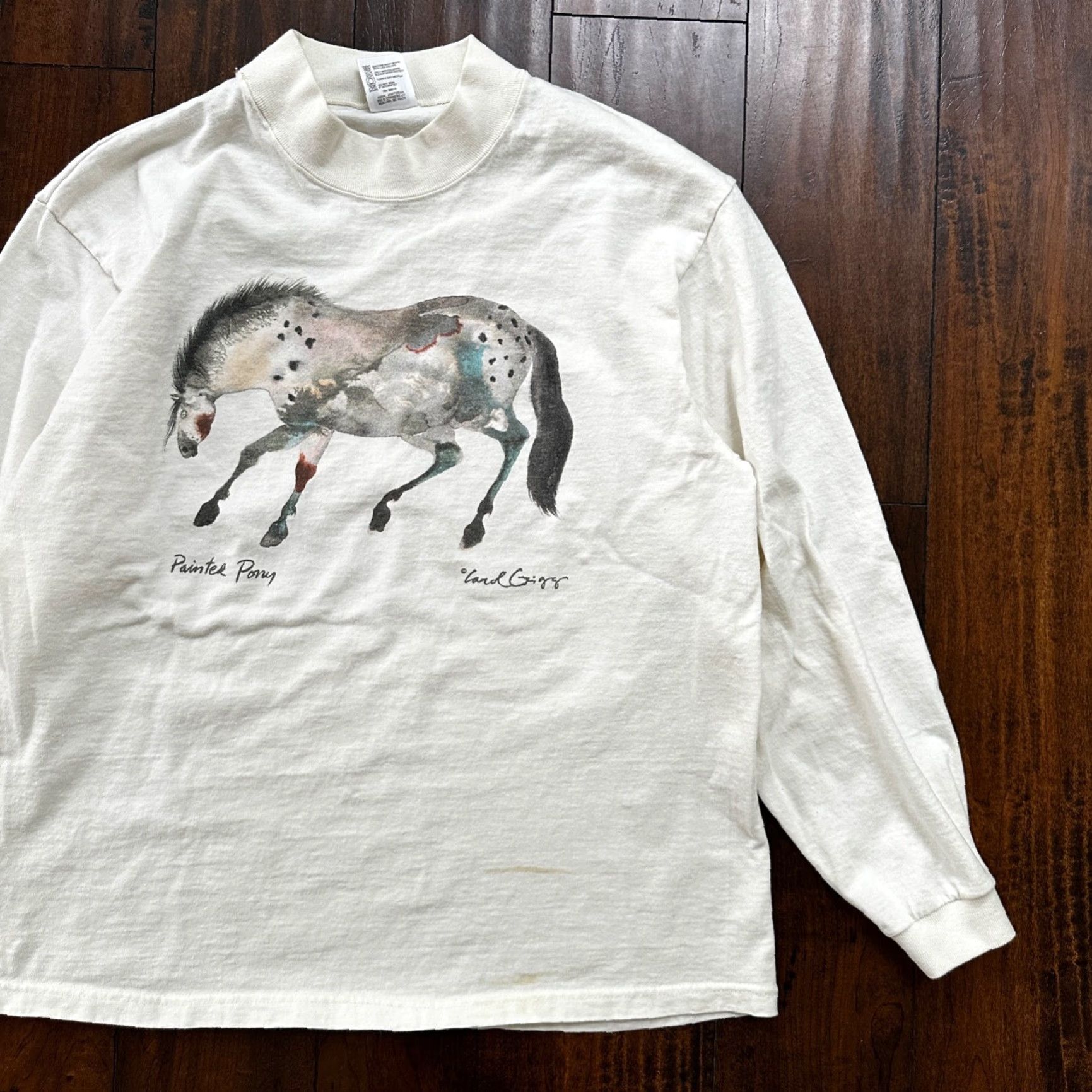 Vintage VINTAGE T-SHIRT Abstract Painting Of Horse VTG White L Crew Neck Short Sleeve Men Graphic Print 90s Vintage Passion Art Rap Music Love Pop Lord Carol Size US L / EU 52-54 / 3 - 2 Thumbnail