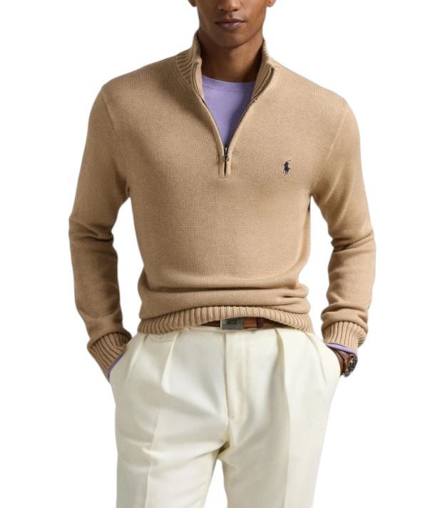 BROWN S Half Zip Neck Pullover Jumper 86936