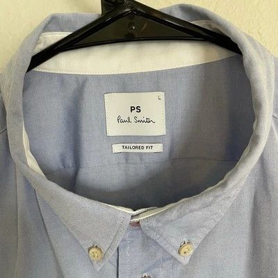 Paul Smith PAUL SMITH Shirt Large Mens Solid Blue Cotton Tailored Fit Size US L / EU 52-54 / 3 - 2 Thumbnail