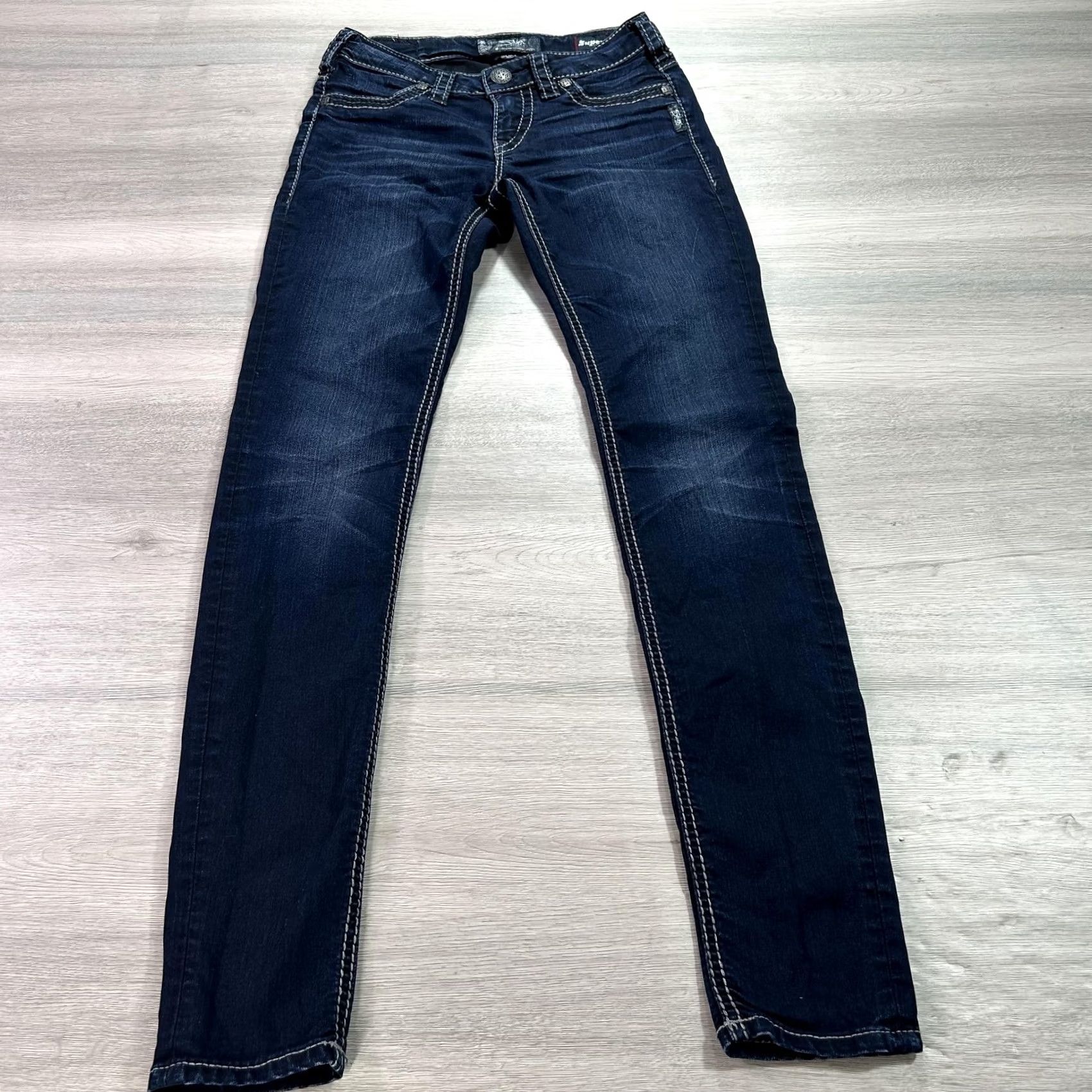 Vintage Silver Jeans Suki Mid Super Skinny Womens 26x31 Dark Wash Stretch Denim Jeans Size 26" / US 2 / IT 38 - 2 Thumbnail