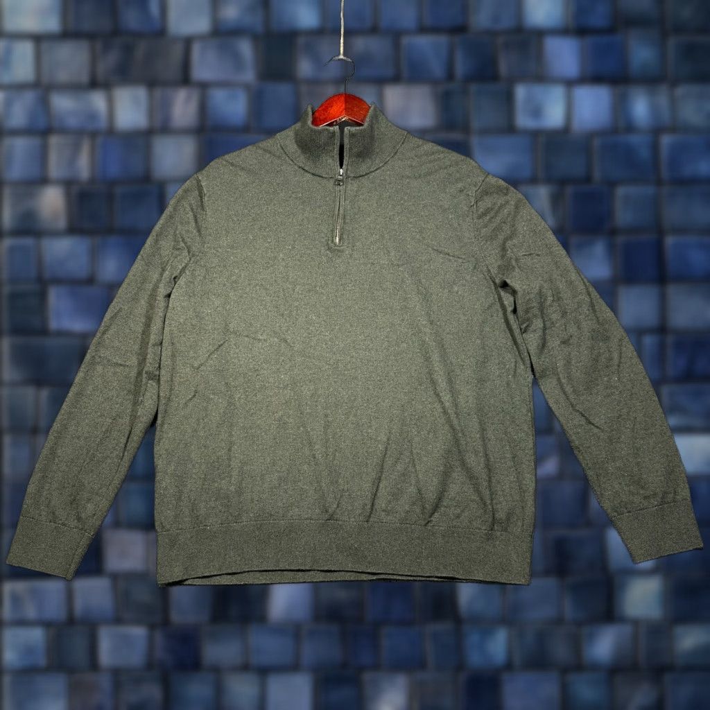 Banana Republic Banana Republic Sweater Mens XL Pullover 1/4 Zip Green Cashmere Cotton Knit Ribbed Hem Zipper Long Sleeve Vintage: No Size US XL / EU 56 / 4 - 1 Thumbnail